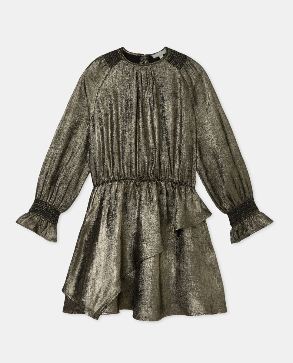 Vestido de Festa Metalizado com Manga Comprida Prateado envelhecido-4