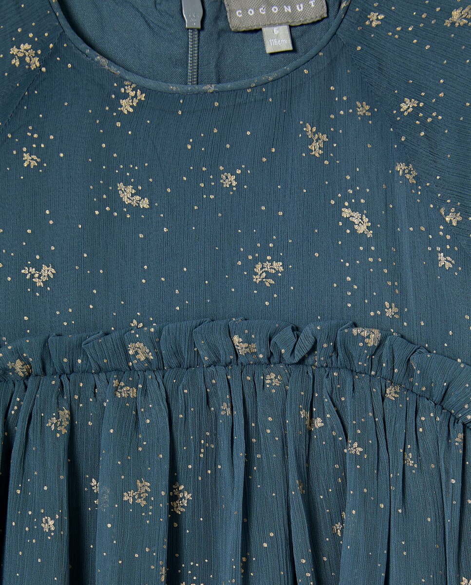 Vestido Ondulado Liso com Manga Comprida e Brilho Chumbo-5