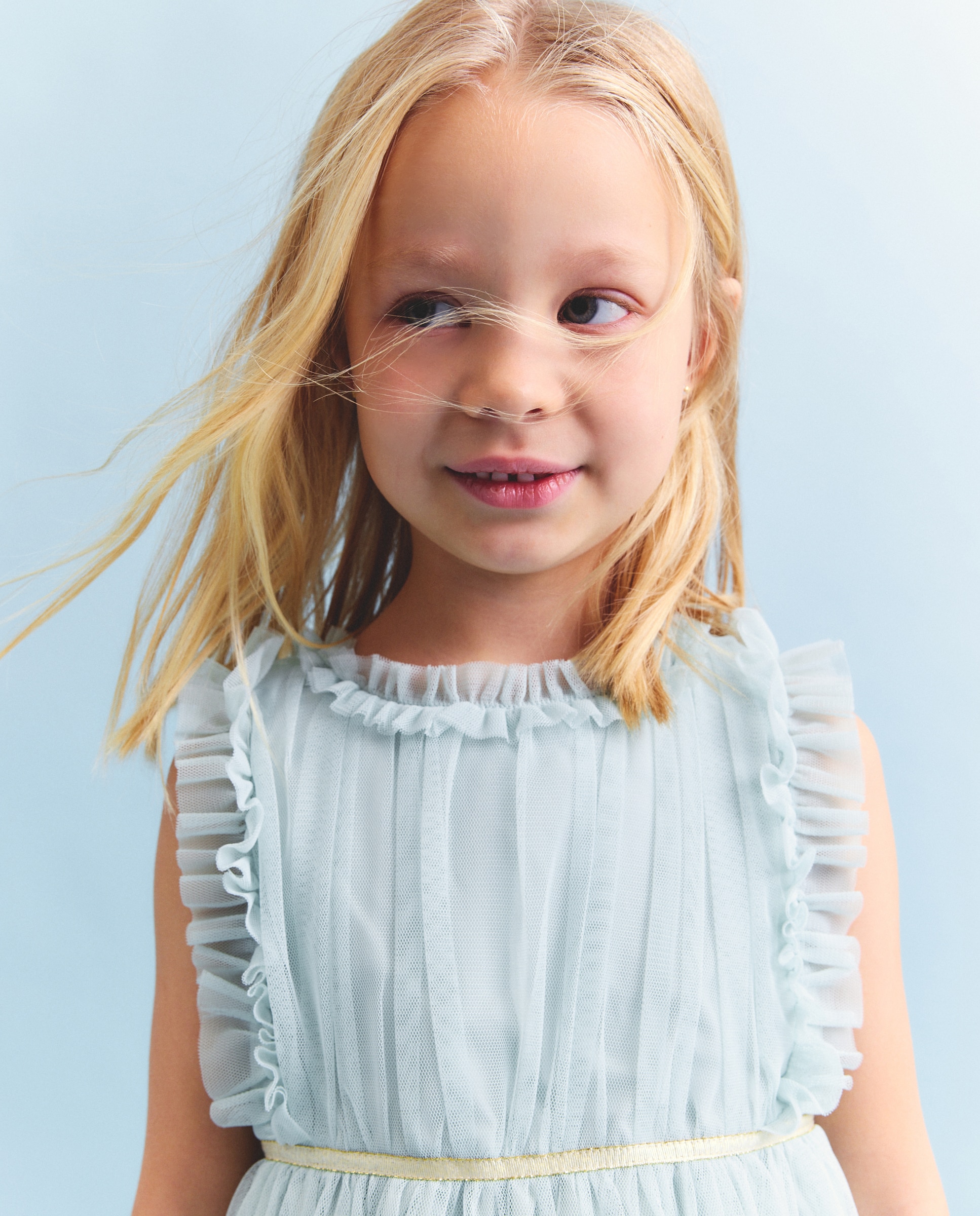 Vestido de Tule Liso com Folhos de Criança Coconut El Corte Inglés Sabão-2