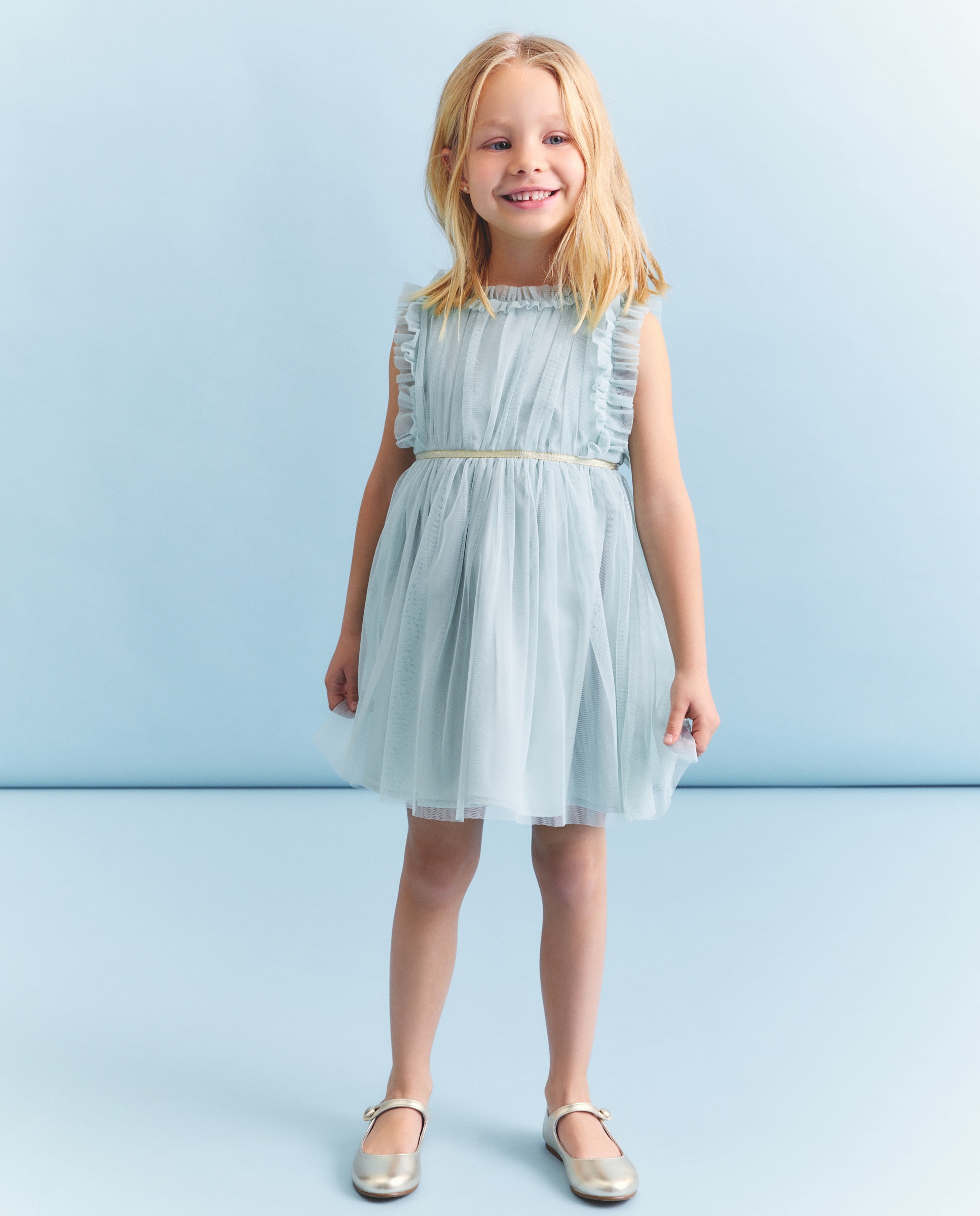 Vestido de Tule Liso com Folhos de Criança Coconut El Corte Inglés Sabão-3