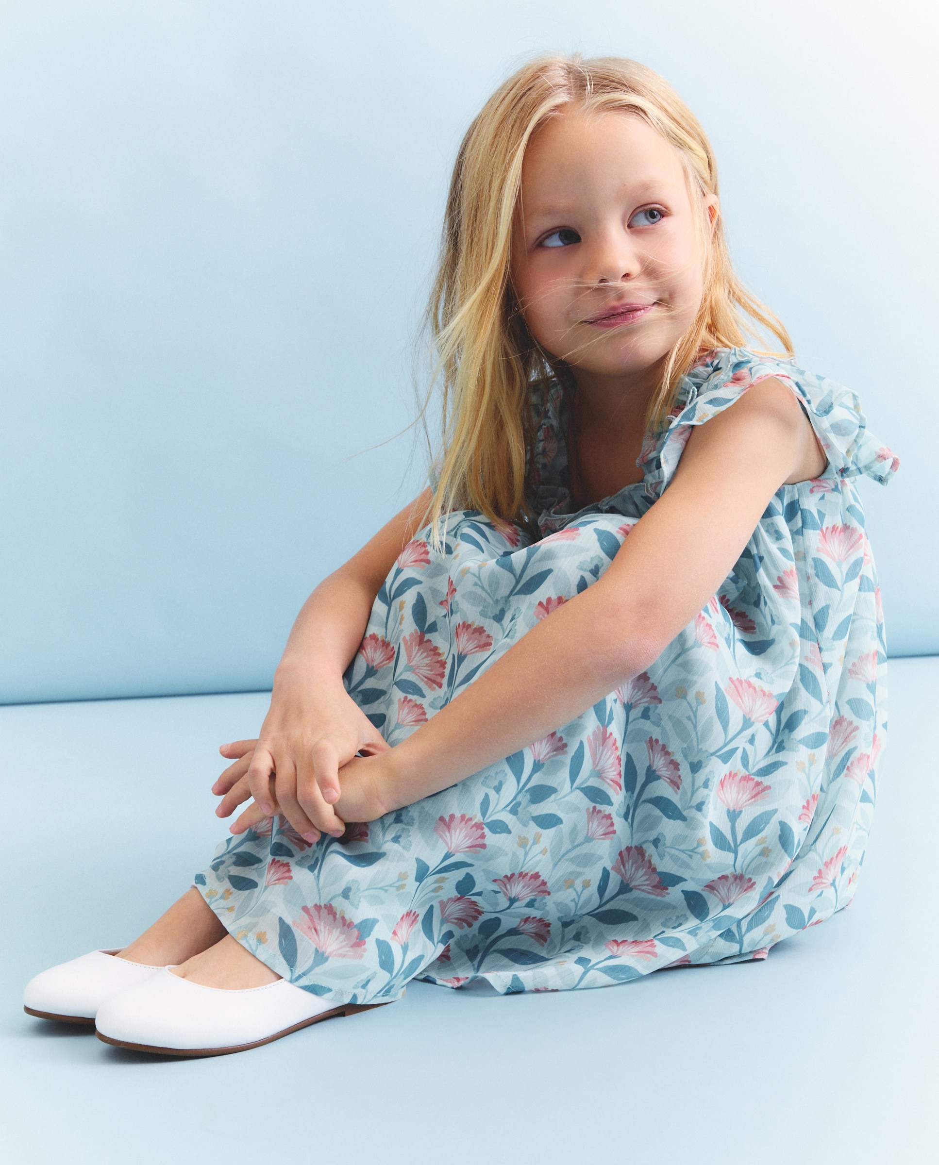 Vestido de Criança com Folhos e Estampado Floral Coconut El Corte Inglés Verde-1