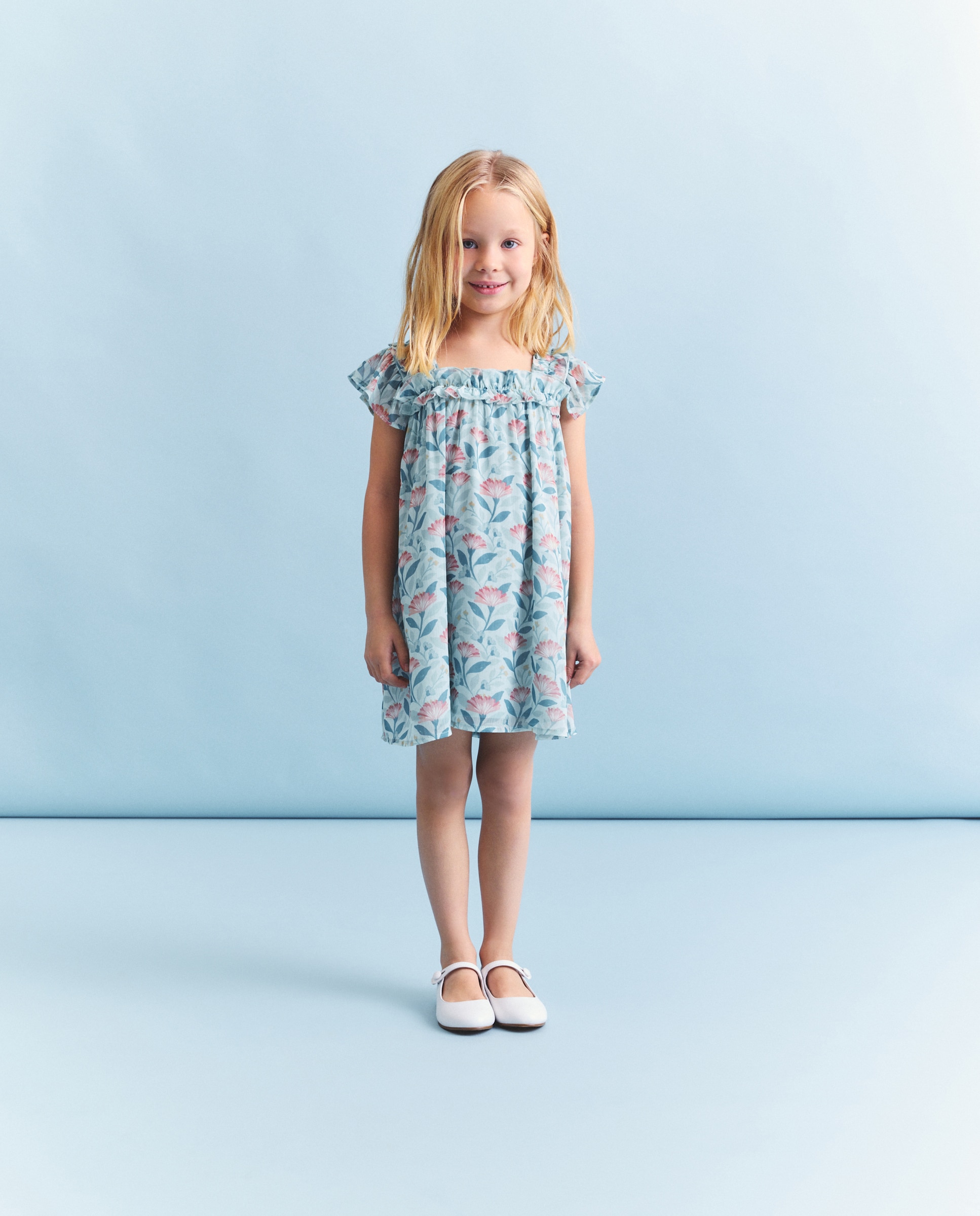 Vestido de Criança com Folhos e Estampado Floral Coconut El Corte Inglés Verde-2