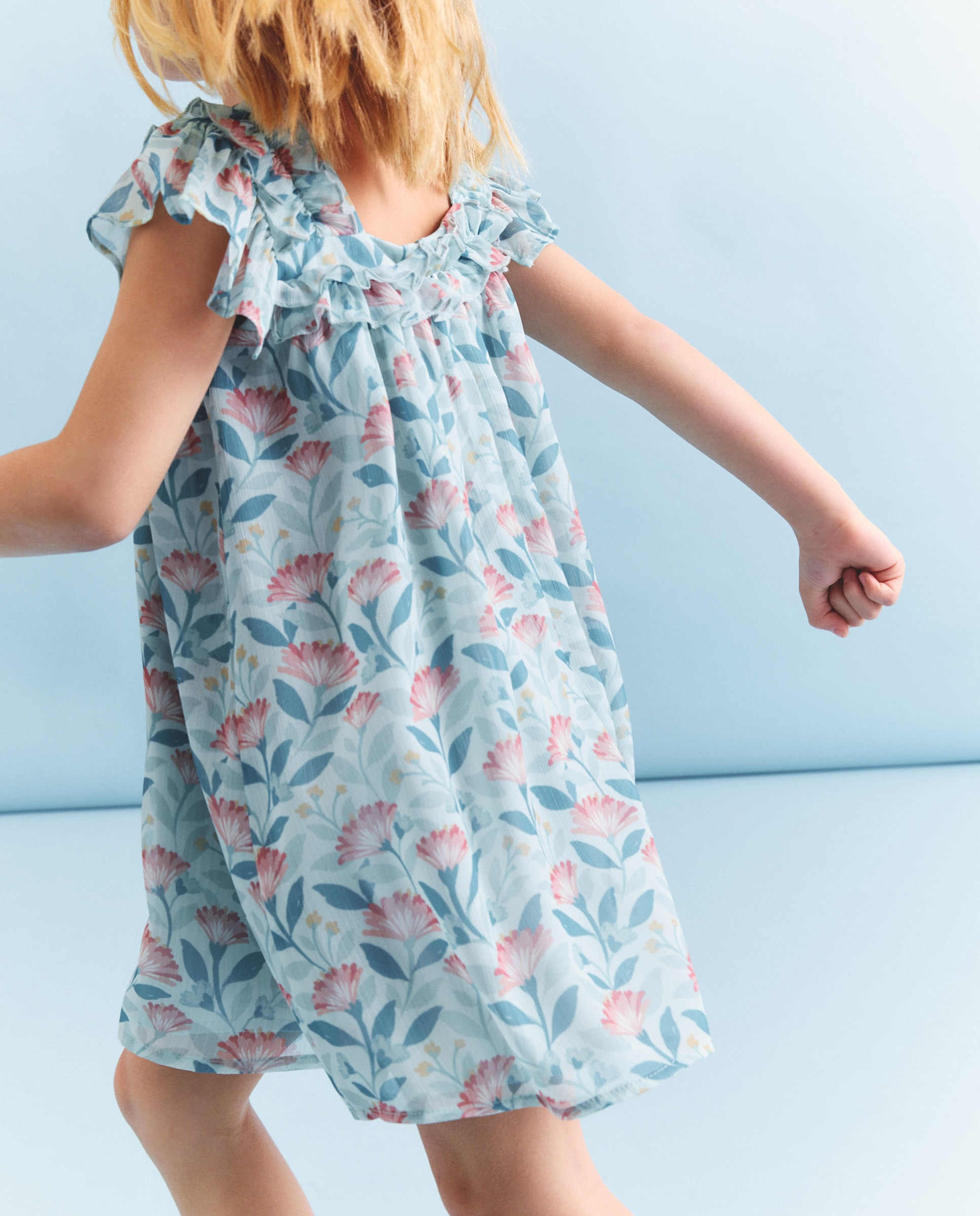 Vestido de Criança com Folhos e Estampado Floral Coconut El Corte Inglés Verde-4