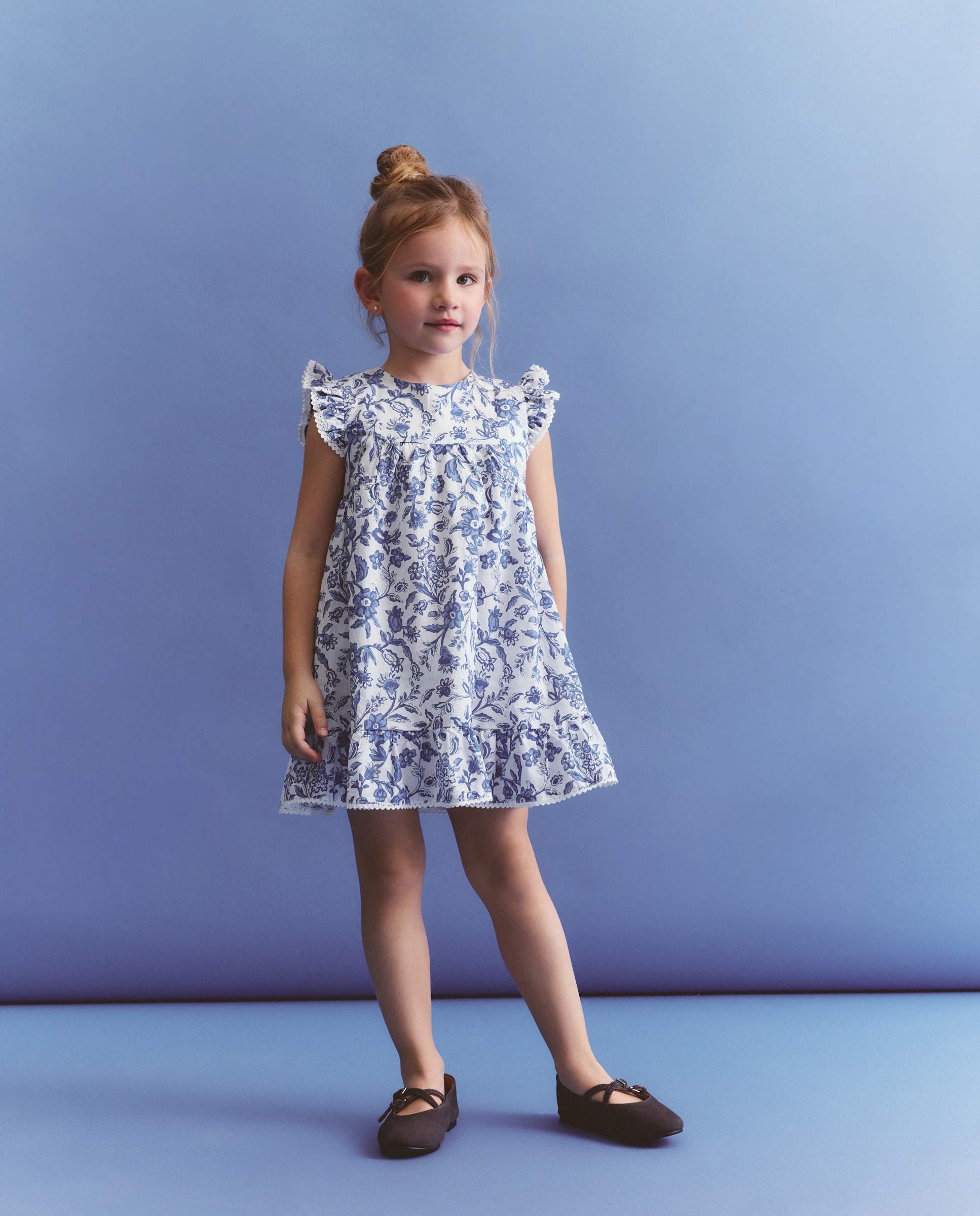 Vestido sem Mangas com Estampado Bicolor Azul-2