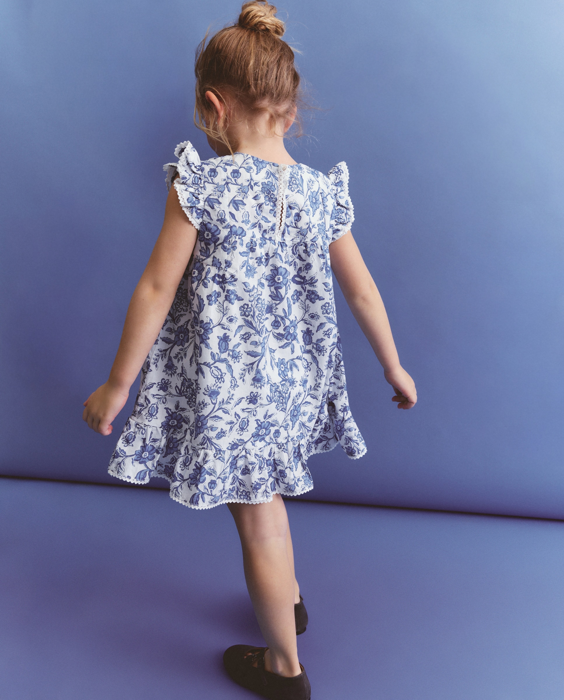 Vestido sem Mangas com Estampado Bicolor Azul-3