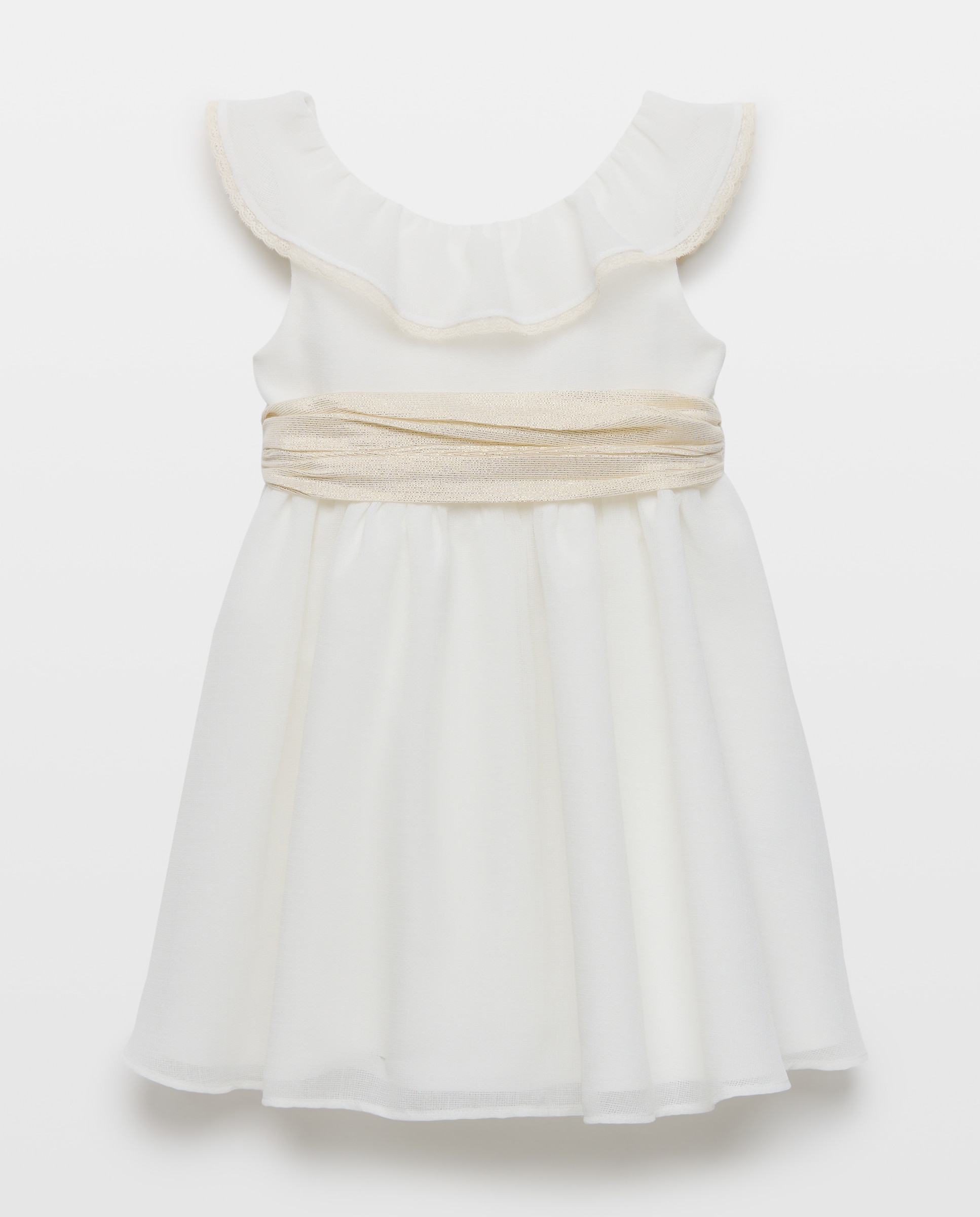Vestido de Cerimónia sem Mangas, com Faixa e Fio Metalizado Coconut El Corte Inglés Cru-4