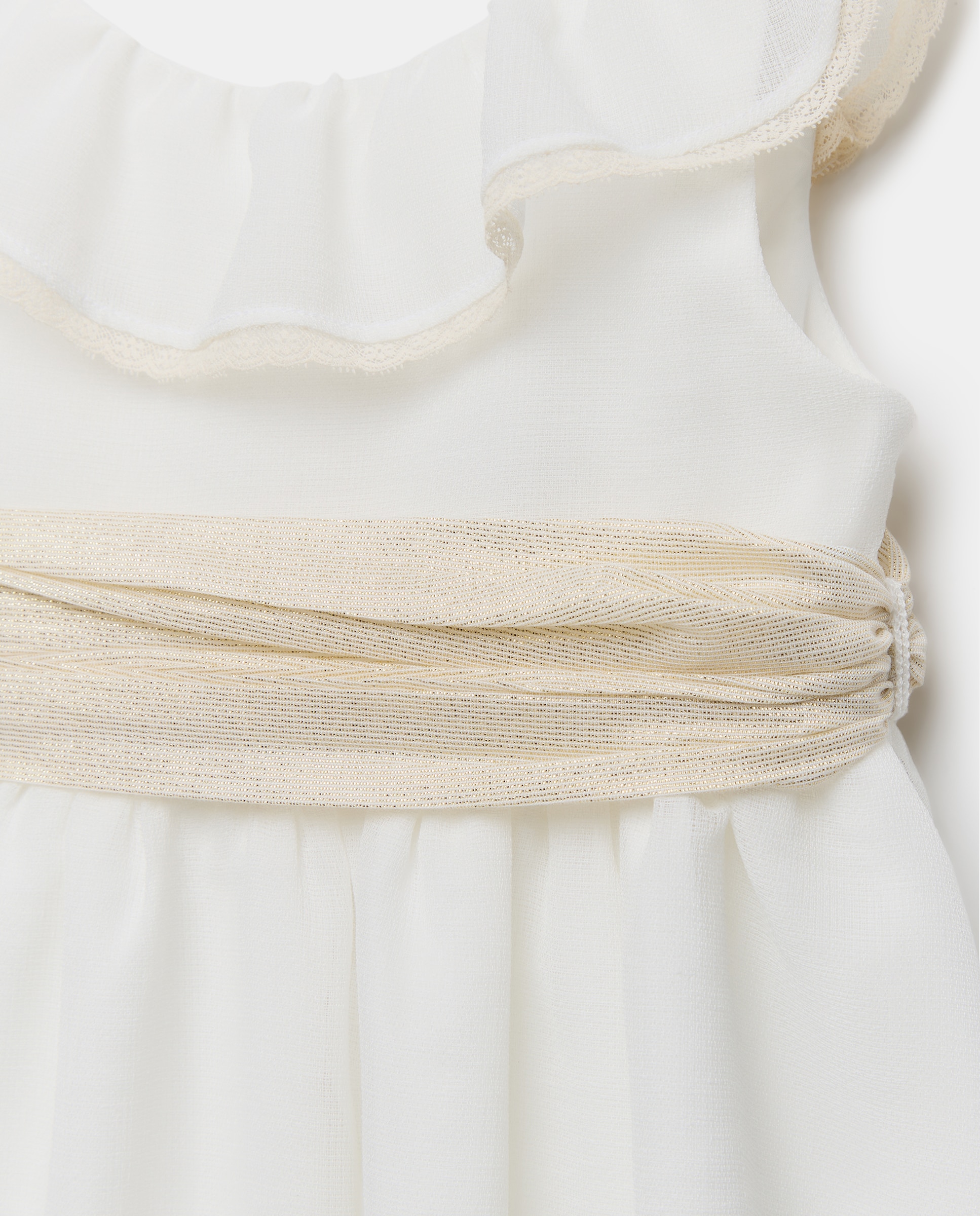 Vestido de Cerimónia sem Mangas, com Faixa e Fio Metalizado Coconut El Corte Inglés Cru-5