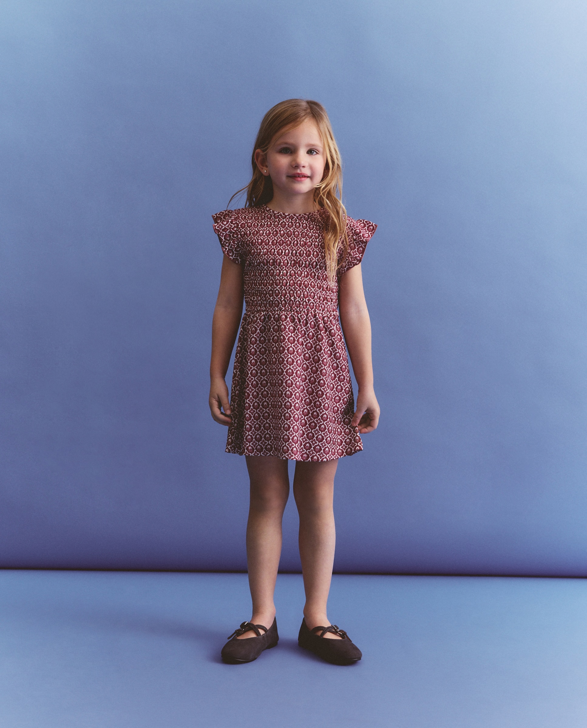 Vestido Circular de Manga Curta com Elásticos e All Over Print Coconut El Corte Inglés Vermelho-2