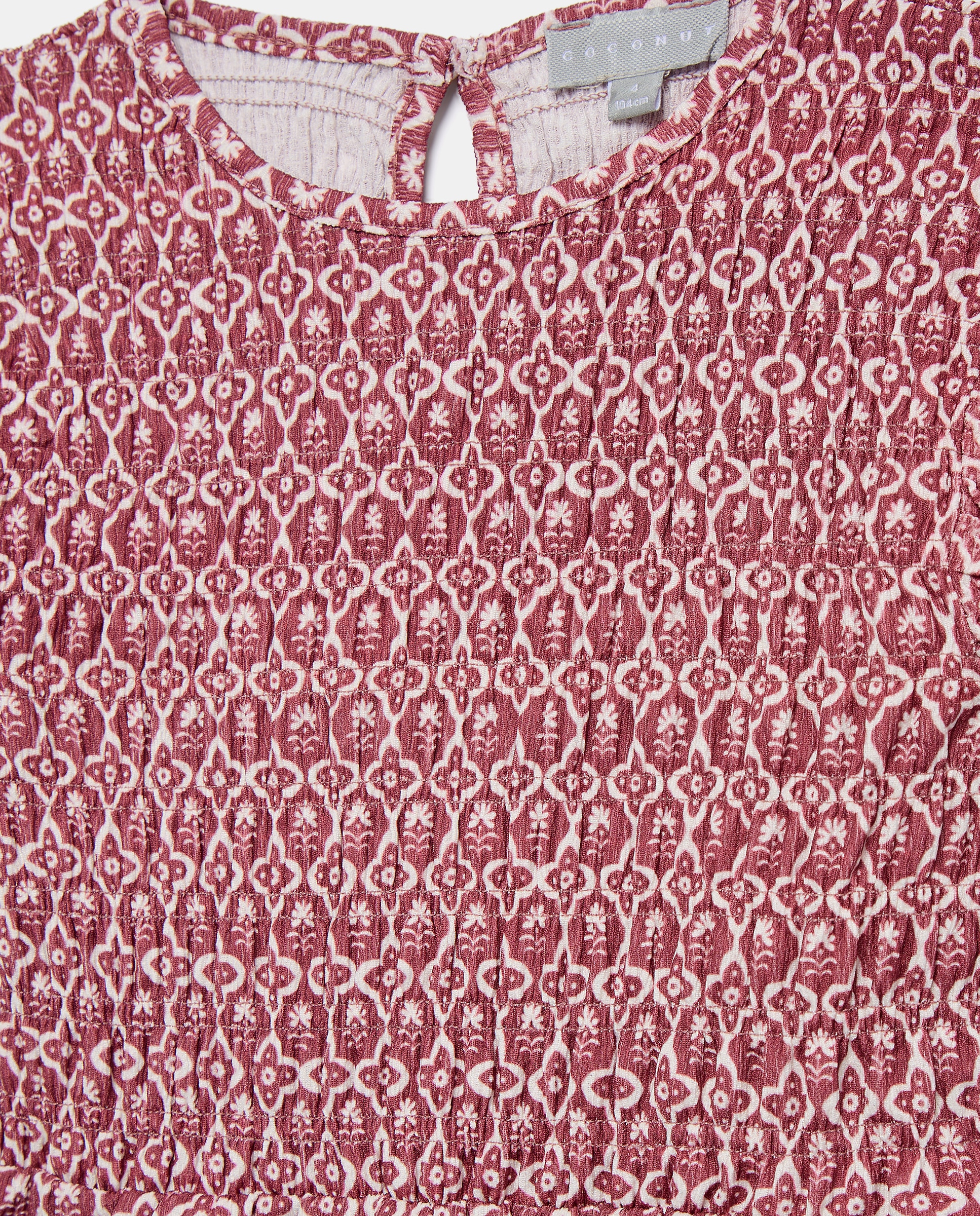 Vestido Circular de Manga Curta com Elásticos e All Over Print Coconut El Corte Inglés Vermelho-6