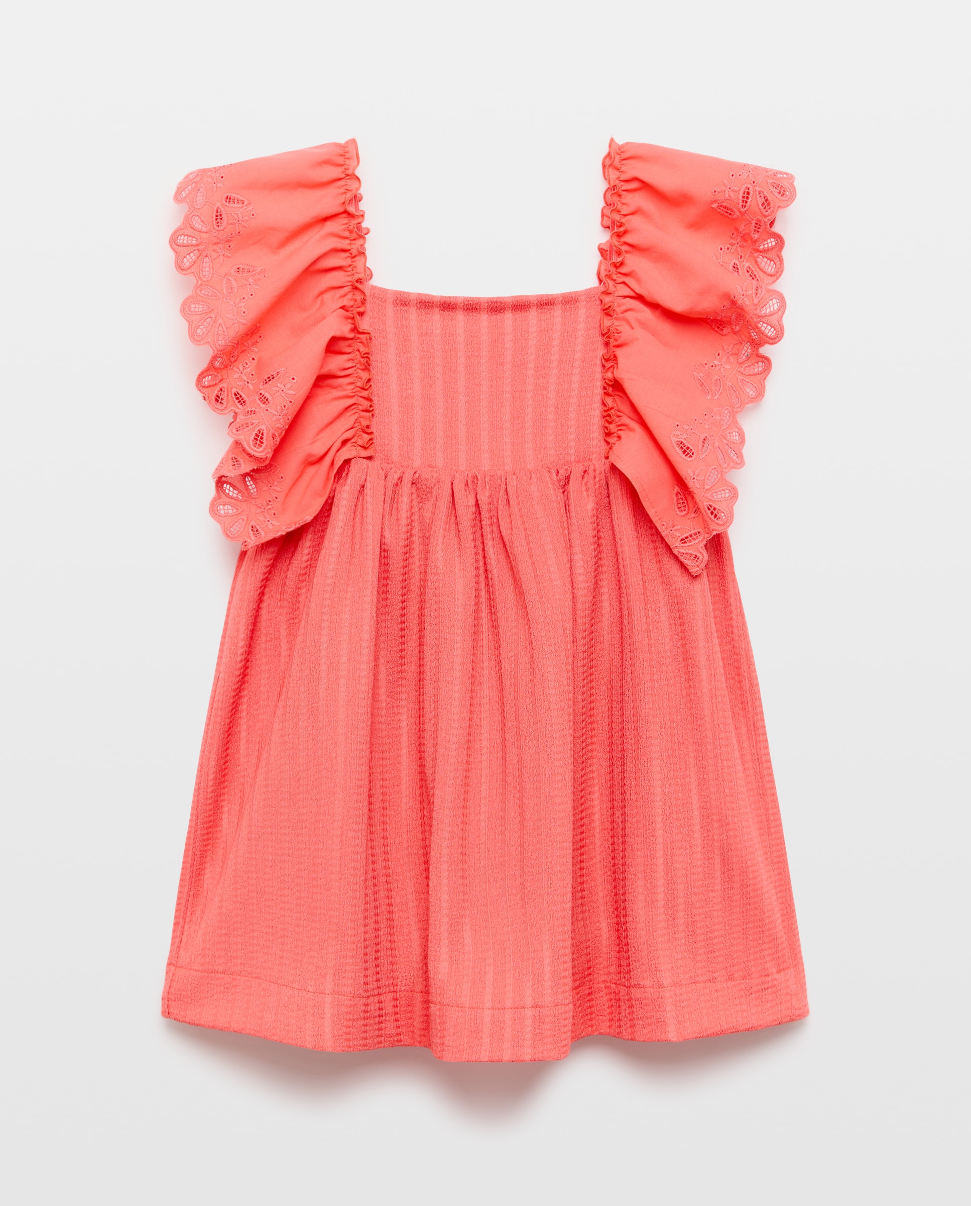 Vestido Circular sem Mangas e com Folho em Tecido Plano Coconut El Corte Inglés 630 Coral-5
