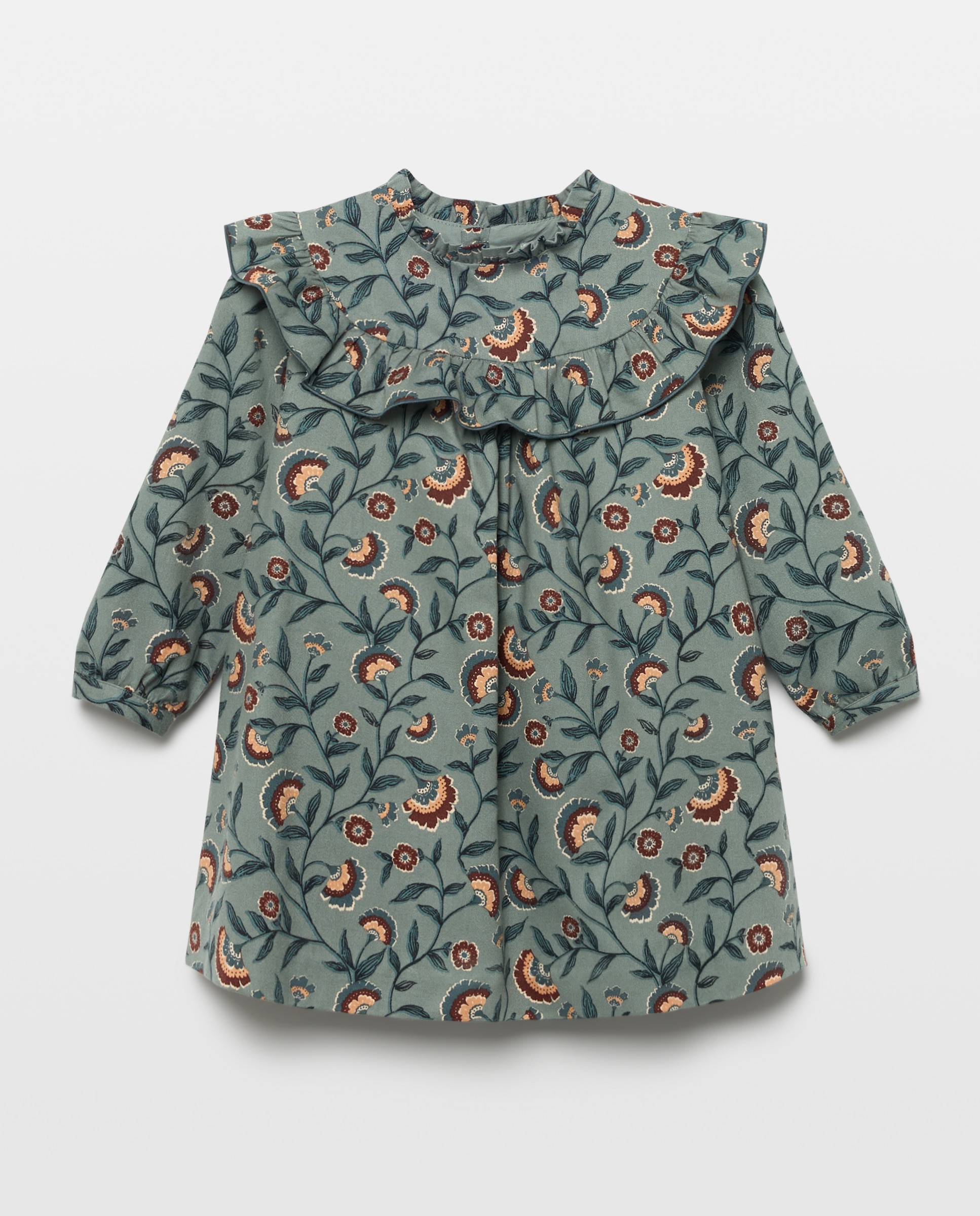 Vestido de Algodão com Manga Comprida e All Over Print de Fantasia Coconut El Corte Inglés Verde-4