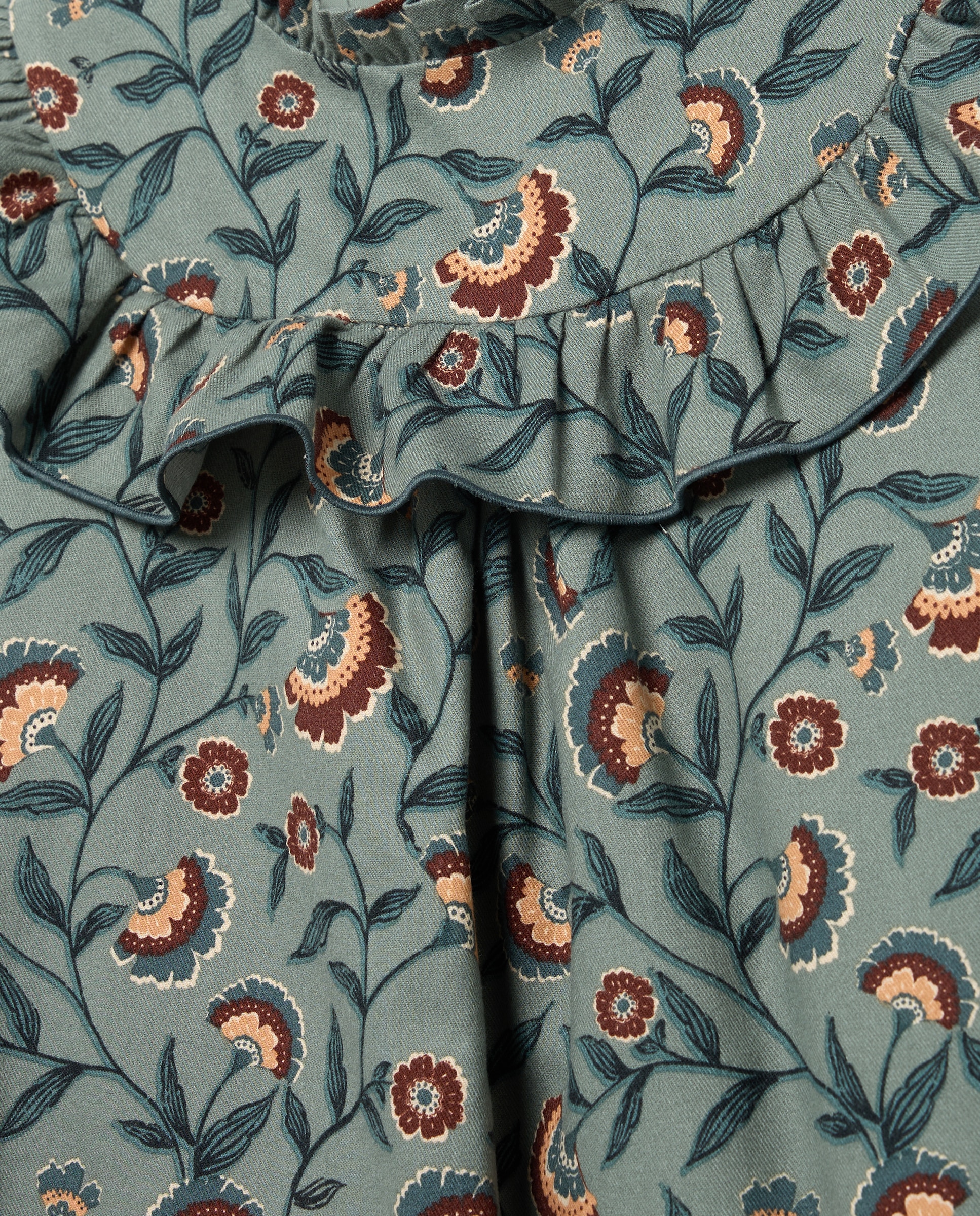 Vestido de Algodão com Manga Comprida e All Over Print de Fantasia Coconut El Corte Inglés Verde-5