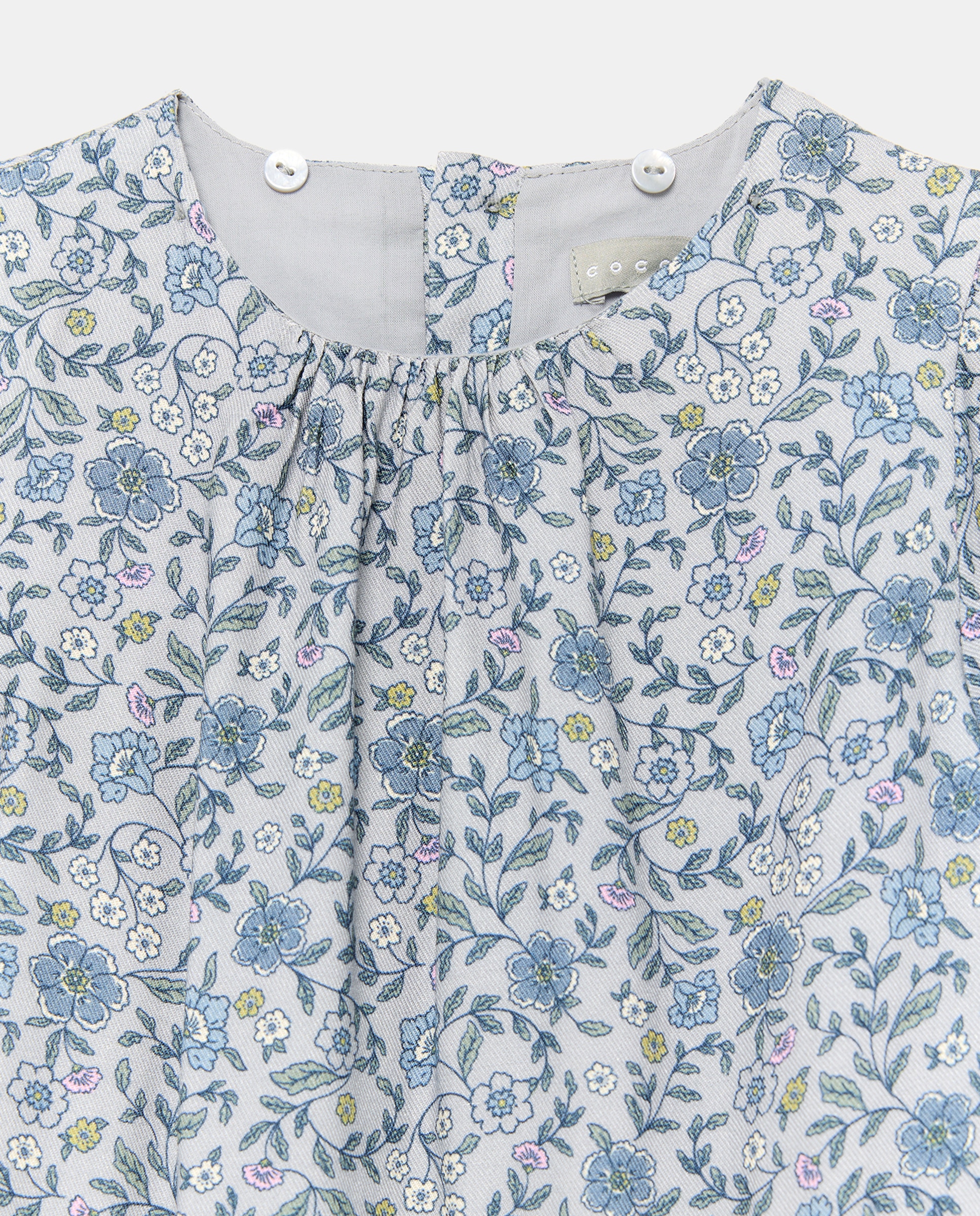 Vestido de Viscose com Manga Comprida e All Over Print Floral Azul-5
