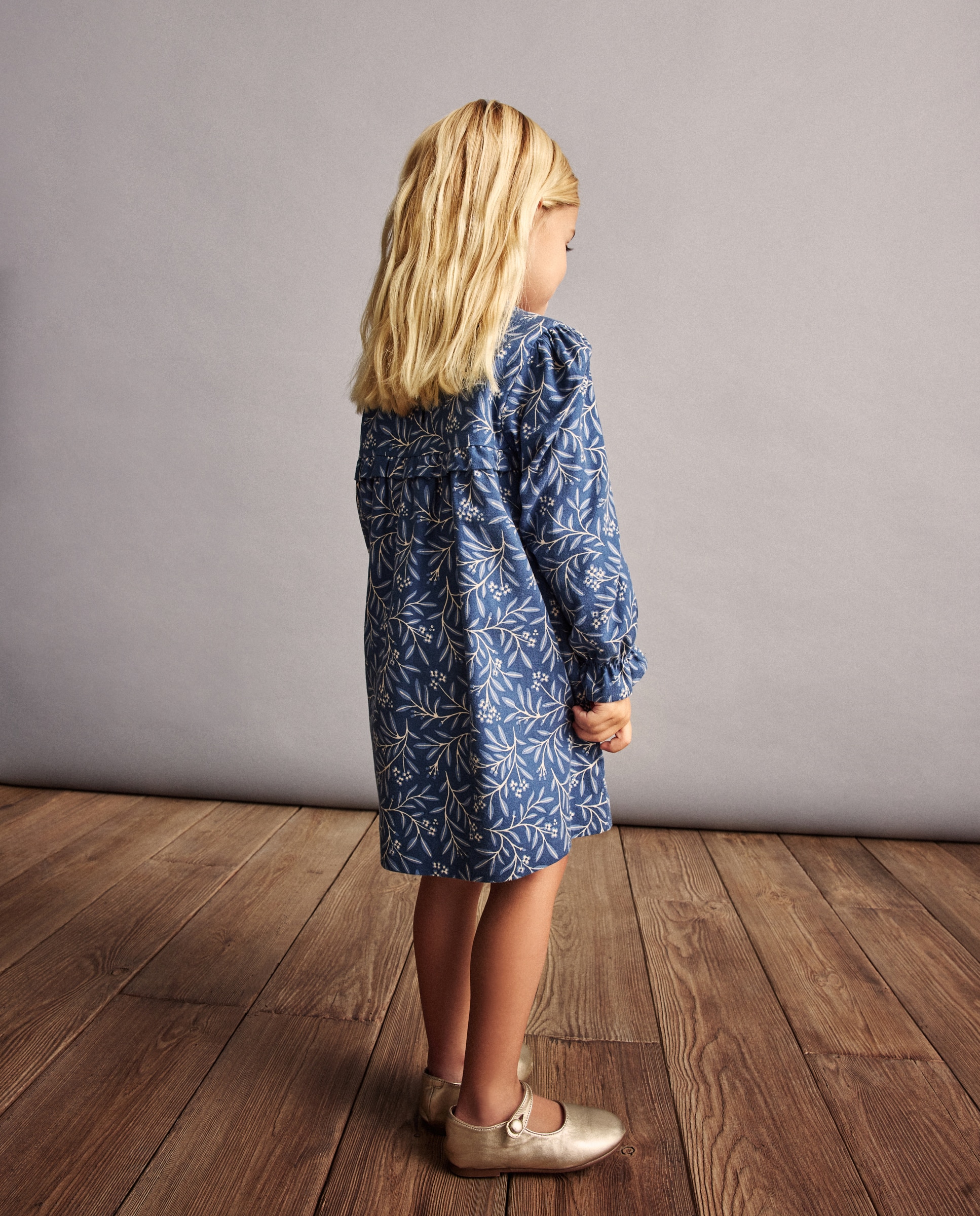 Vestido de Algodão com Manga Comprida e All Over Print de Fantasia Coconut El Corte Inglés Azul-3