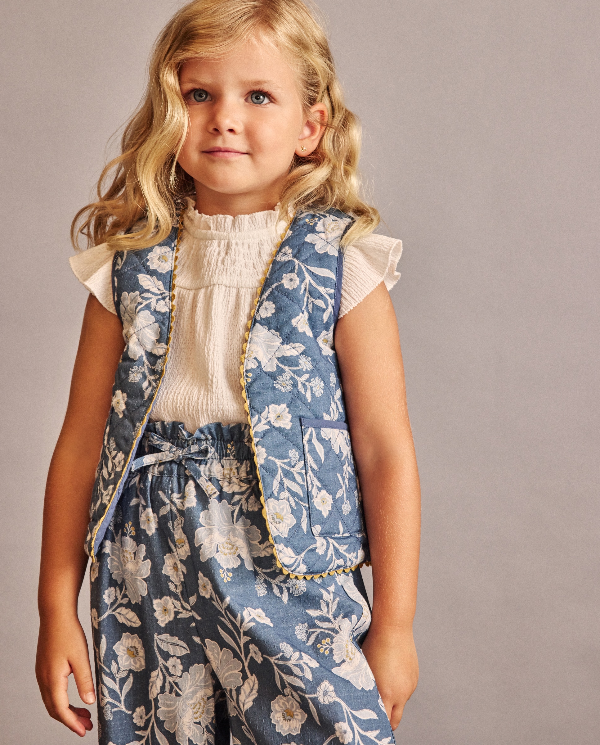 Colete Acolchoado com All Over Print Floral Coconut El Corte Inglés Azul-2