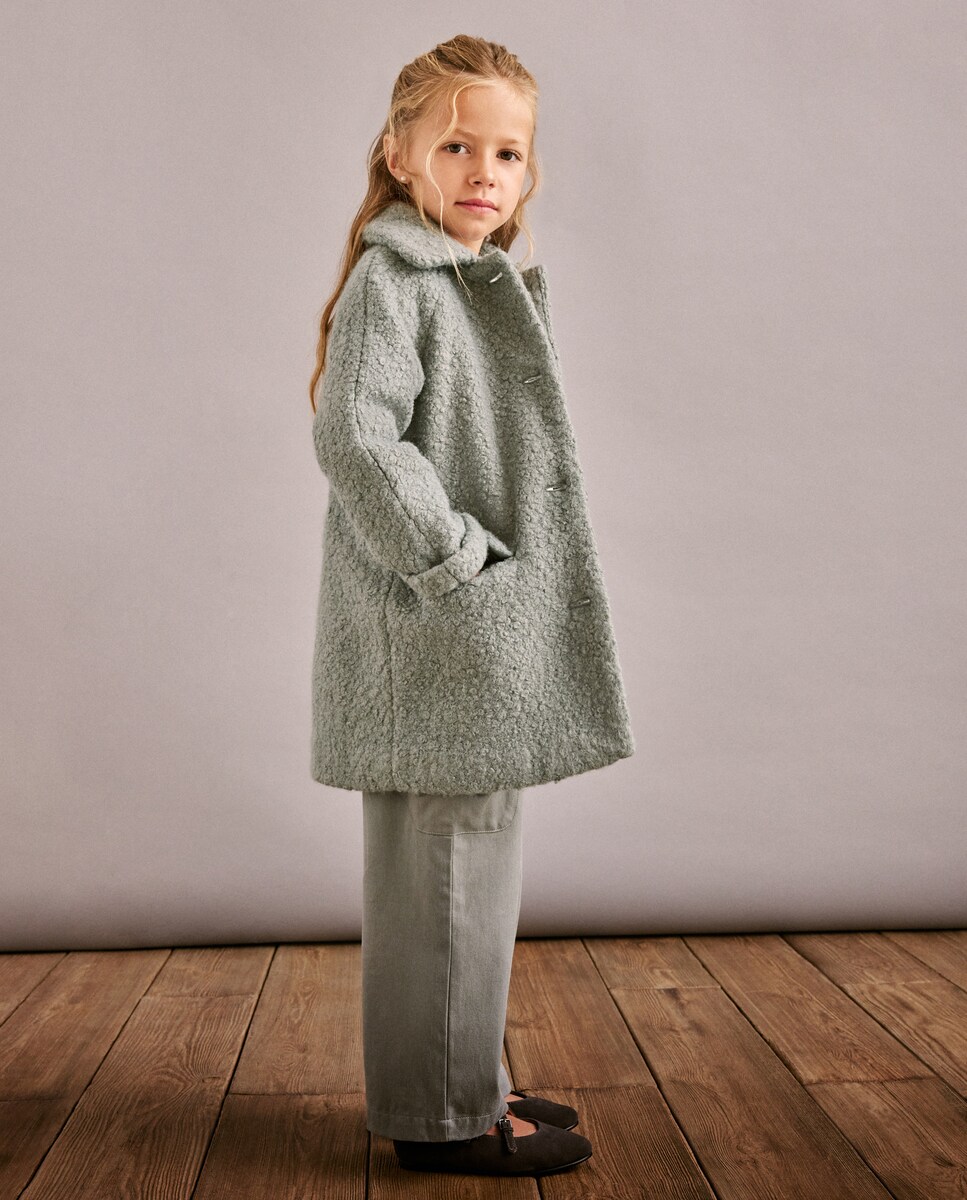 Abrigo liso rizo de niña Años/4 Medida 104 cm Jabón - Main Image