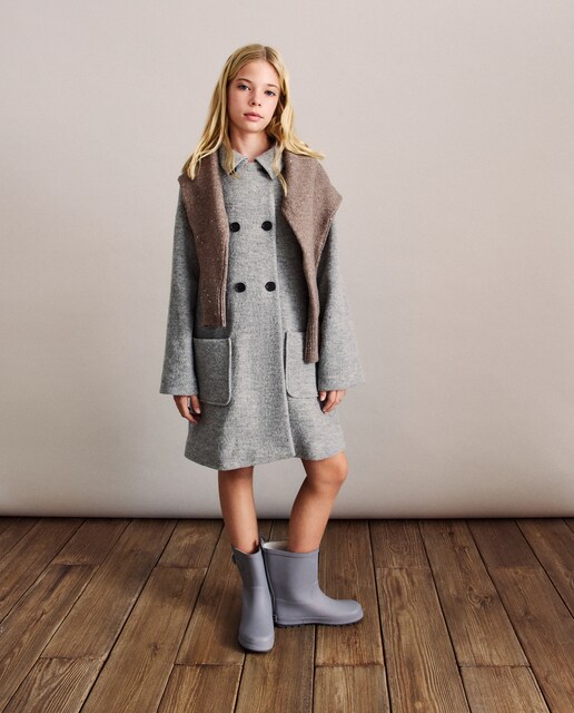 Imagen 0 de Abrigo de lana cocida cierre con doble botón de niña