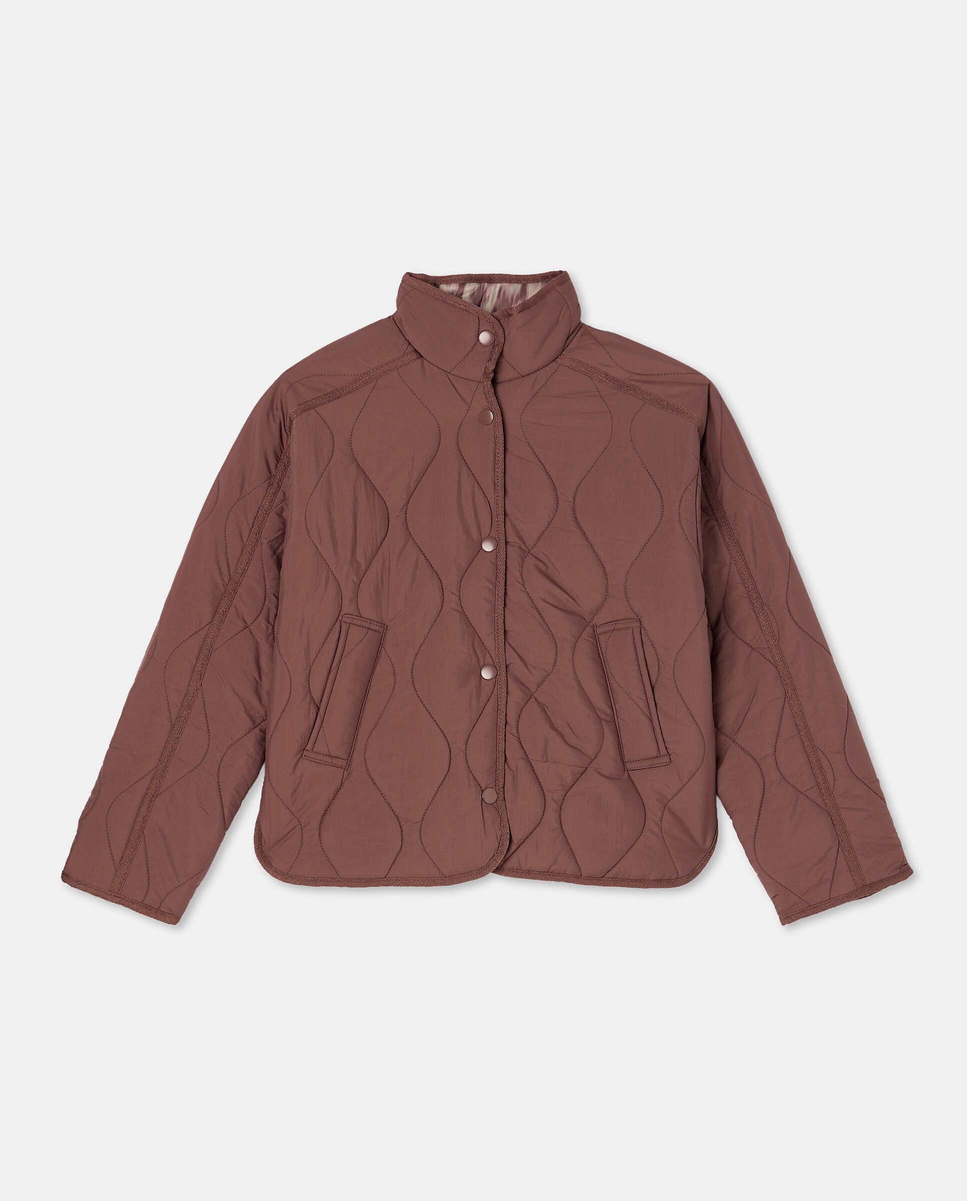 Sobretudo Liso Ligeiro Acolchoado Ameixa-5