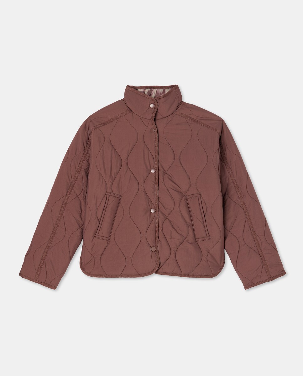 Sobretudo Liso Ligeiro Acolchoado Ameixa-5