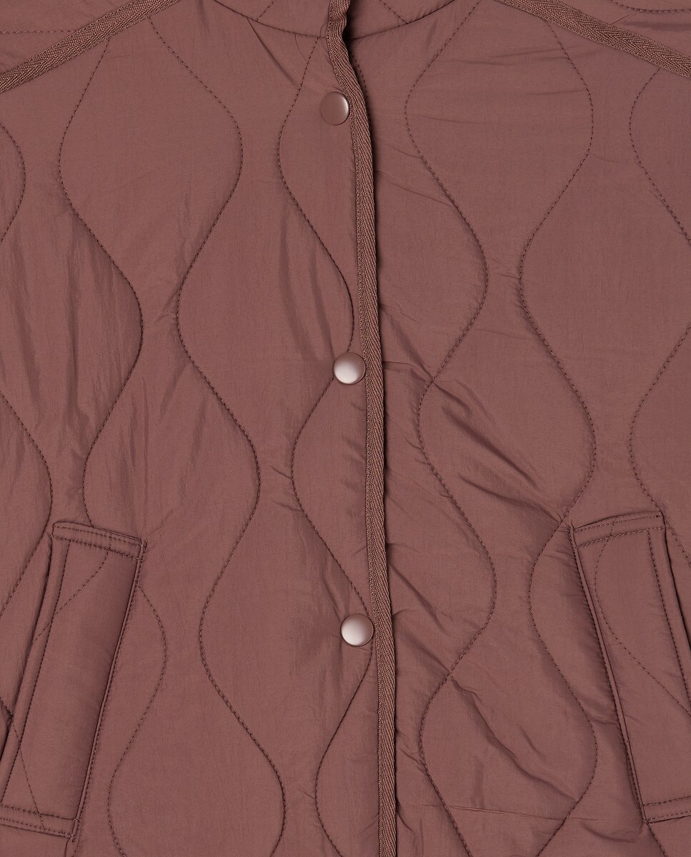 Sobretudo Liso Ligeiro Acolchoado Ameixa-6