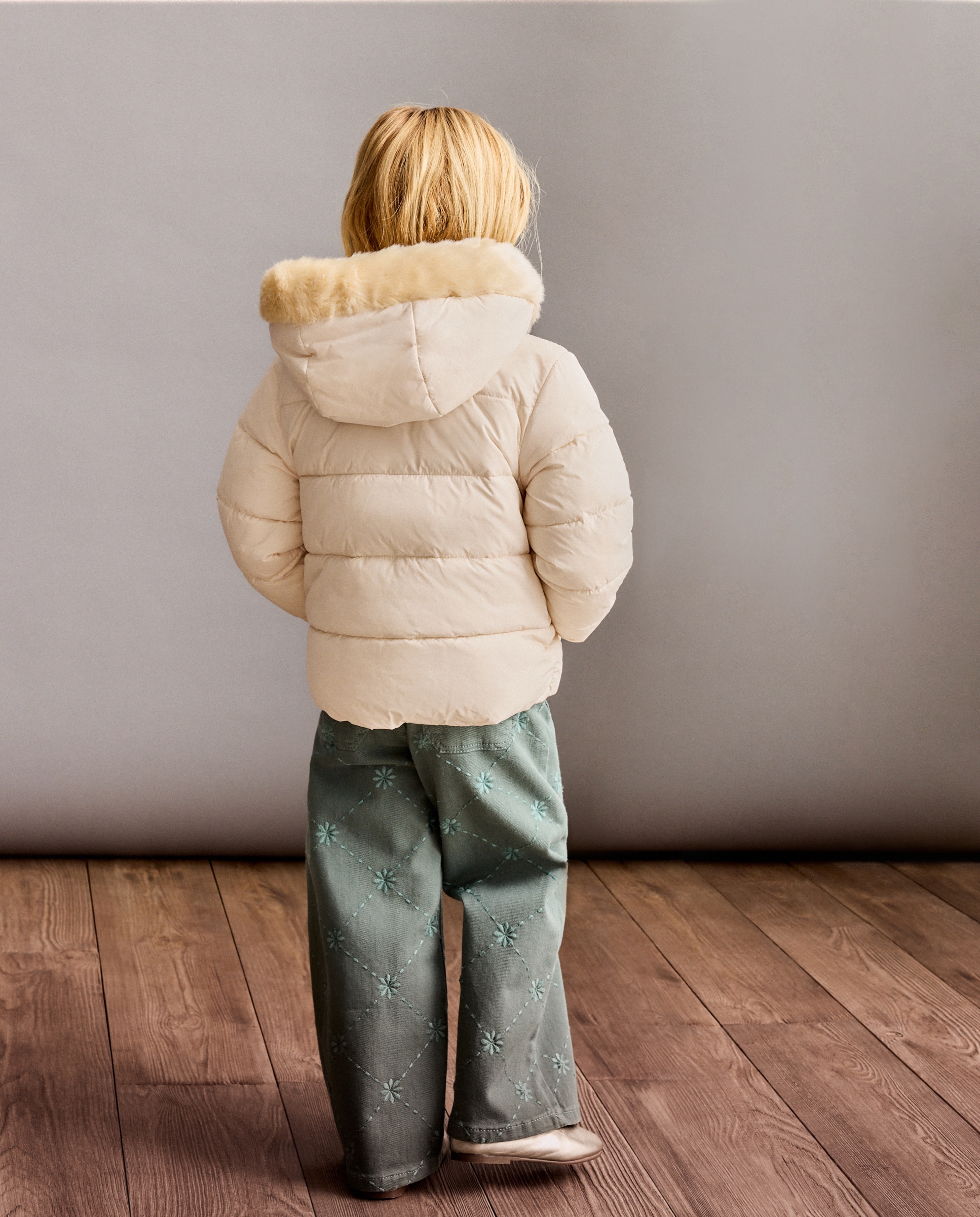 Parka Acolchoada com Laços Natural-4