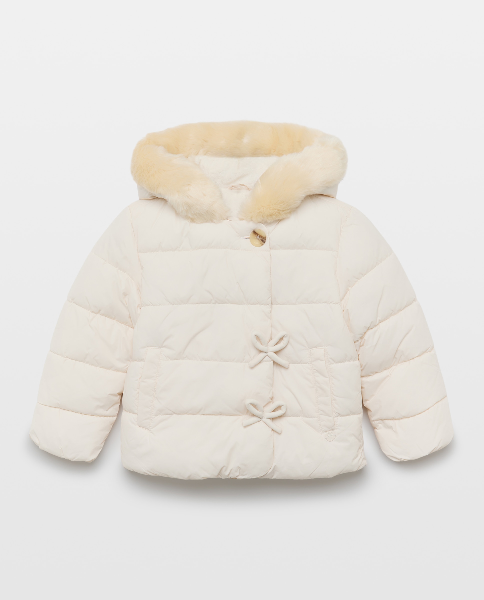 Parka Acolchoada com Laços Natural-5