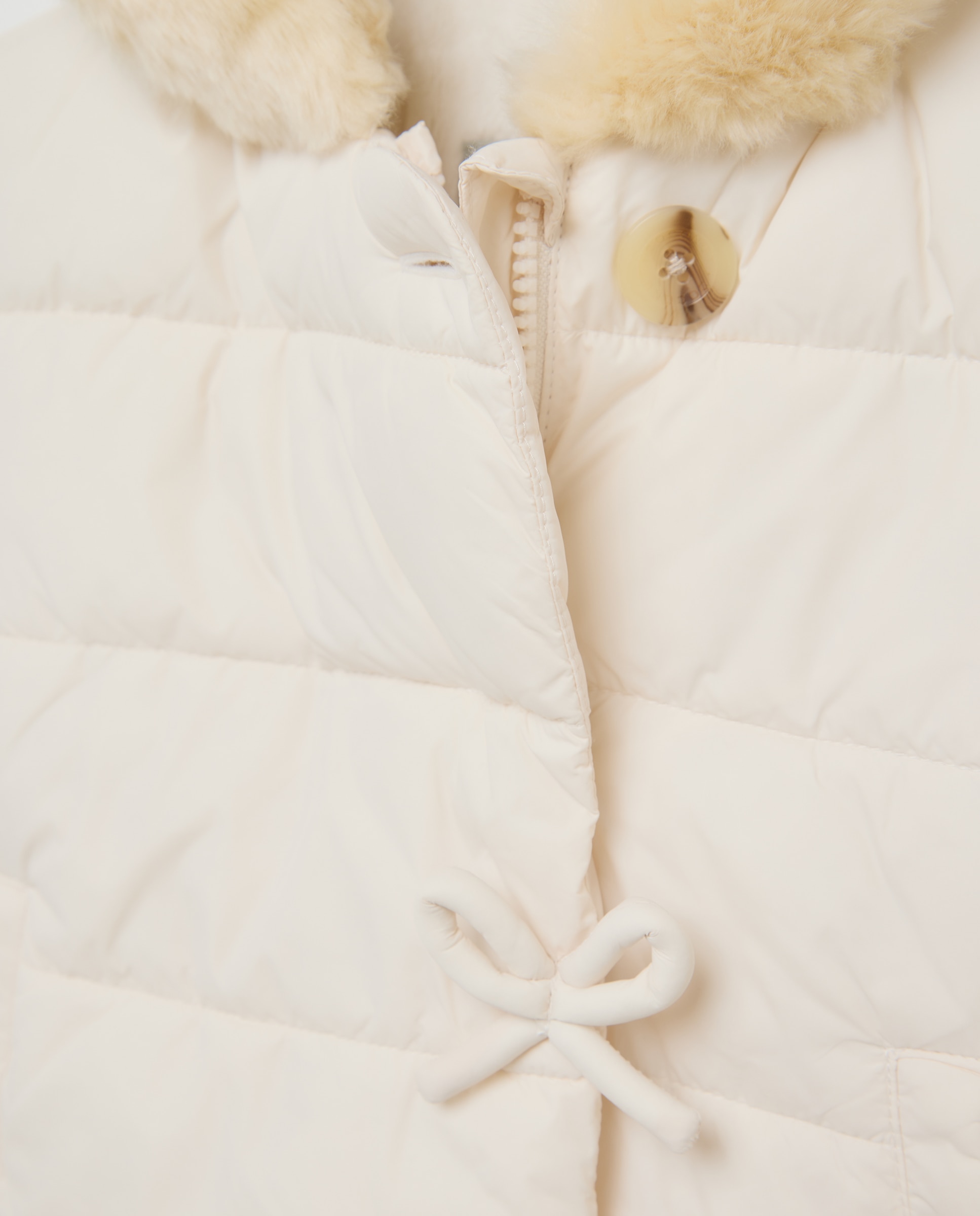 Parka Acolchoada com Laços Natural-6