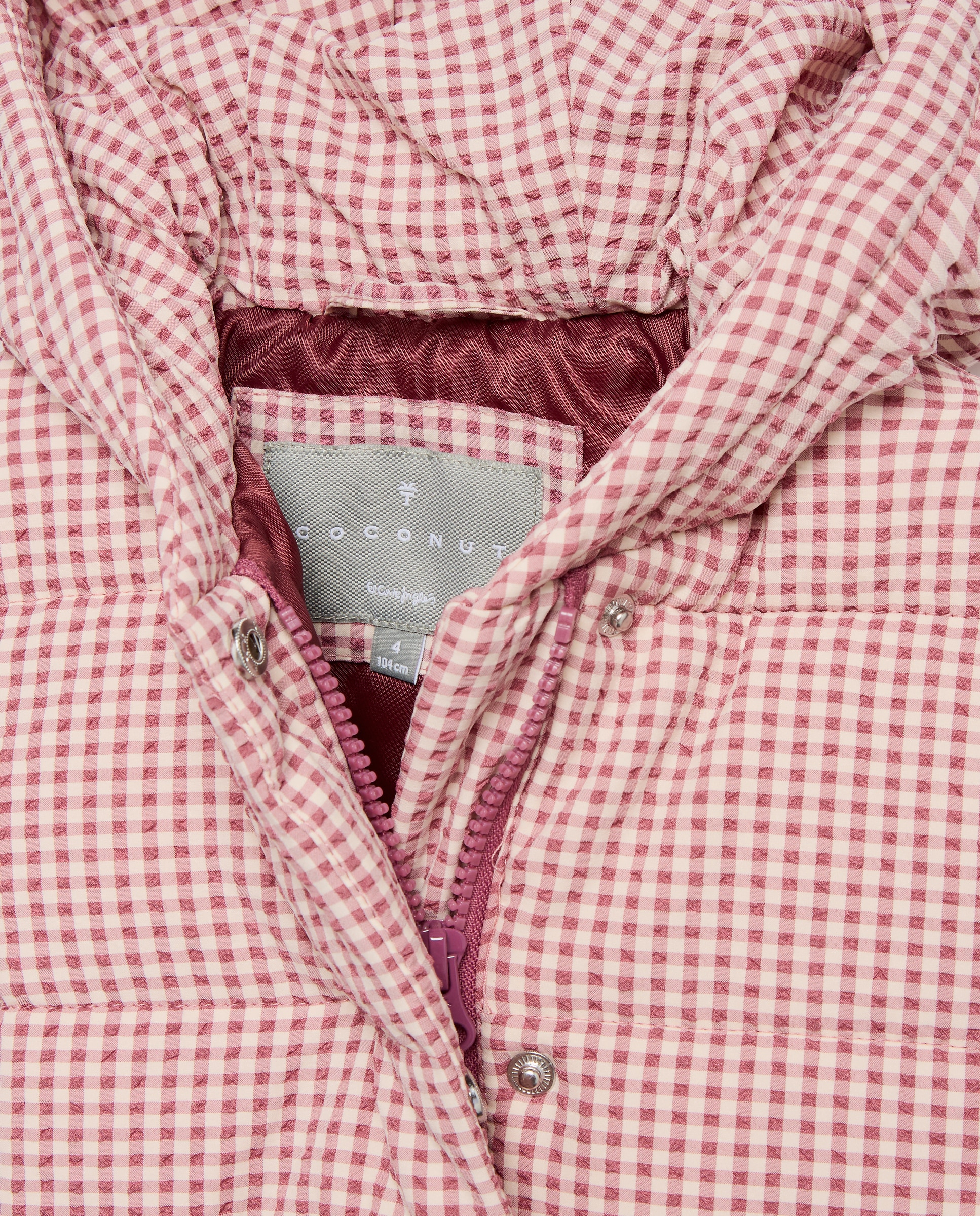Sobretudo com Capuz e Estampado aos Quadrados Vichy Coconut El Corte Inglés Vermelho-2