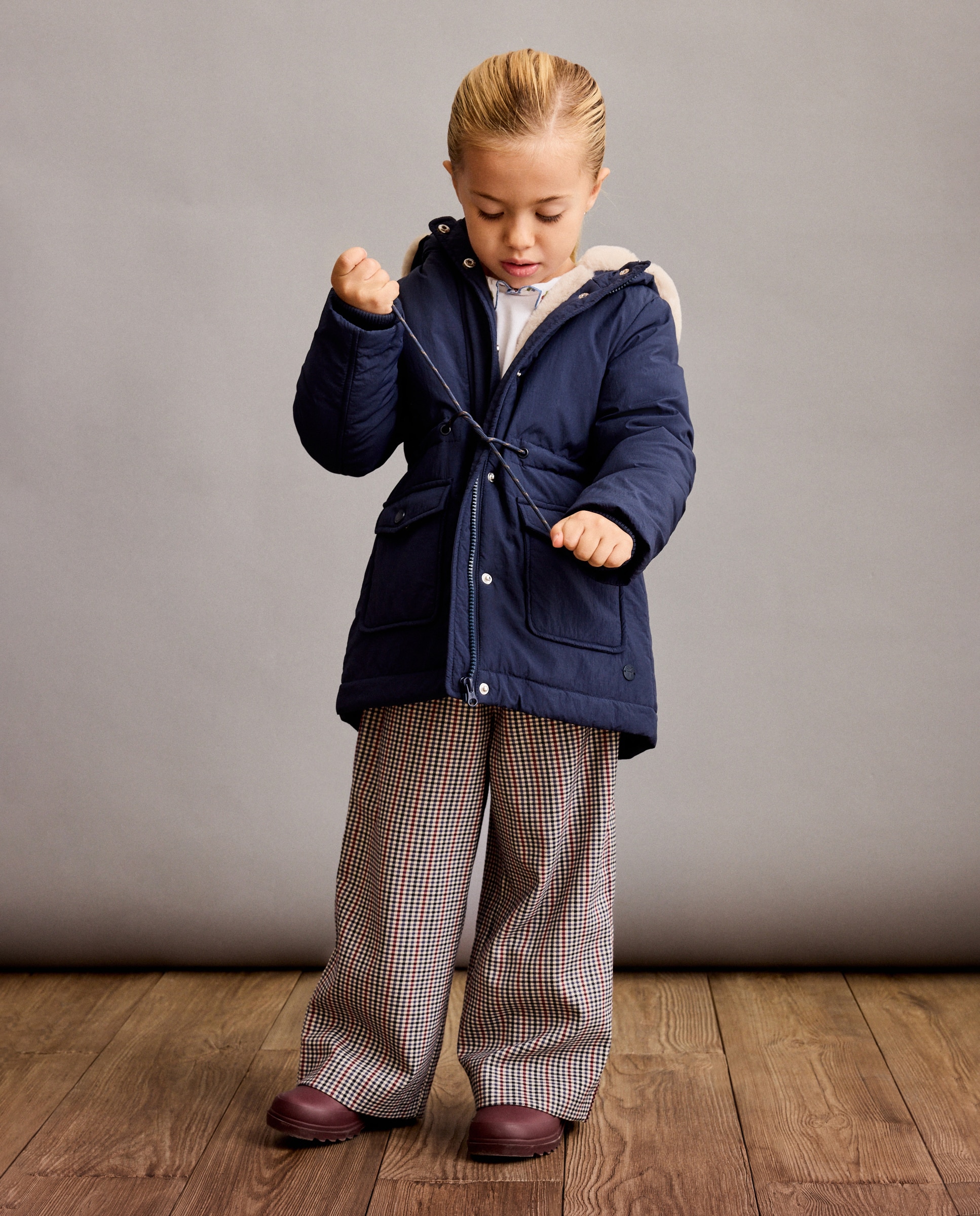 Parka coreana de niña con capucha con pelo - Coconut El Corte Inglés - Azul marino Azul marino-2