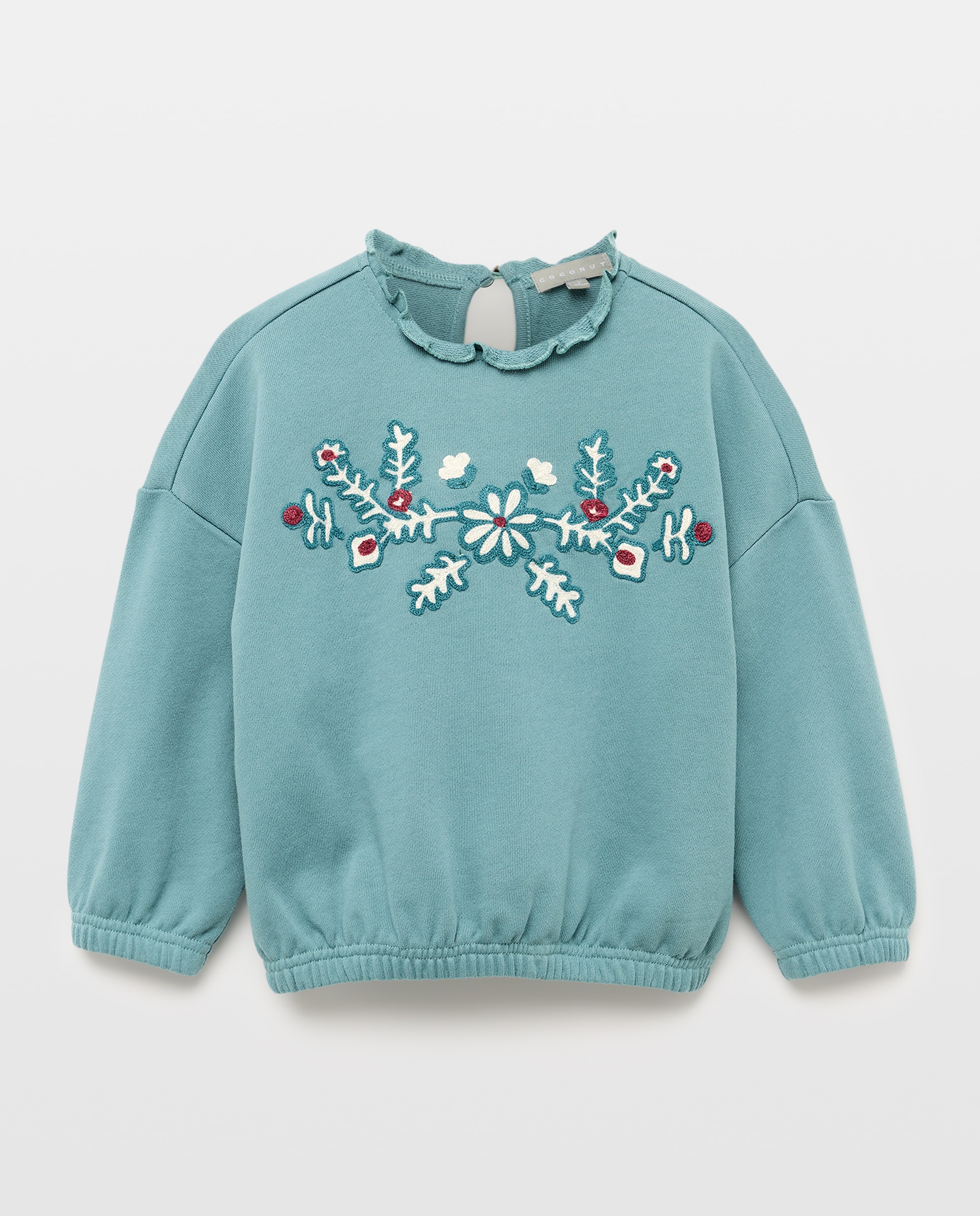 Sweatshirt com Bordado Floral Verde Pato-4