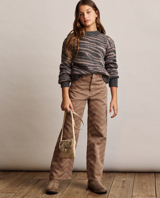 Imagen 0 de Jersey intarsia animal print cebra de niña