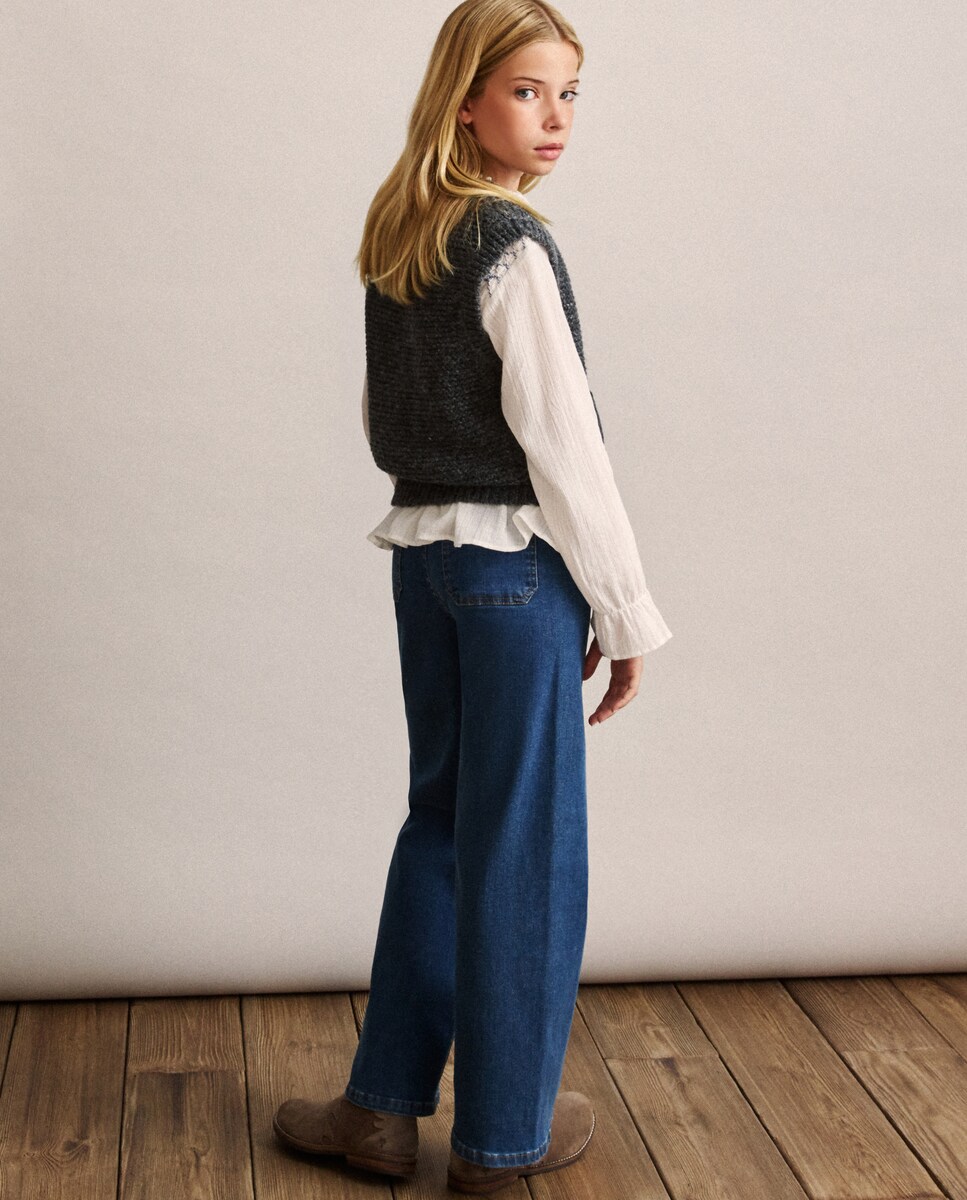 Colete Boxy com Botões e Bolsos Cinzento-claro-3