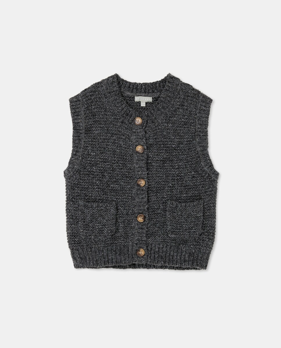 Colete Boxy com Botões e Bolsos Cinzento-claro-4