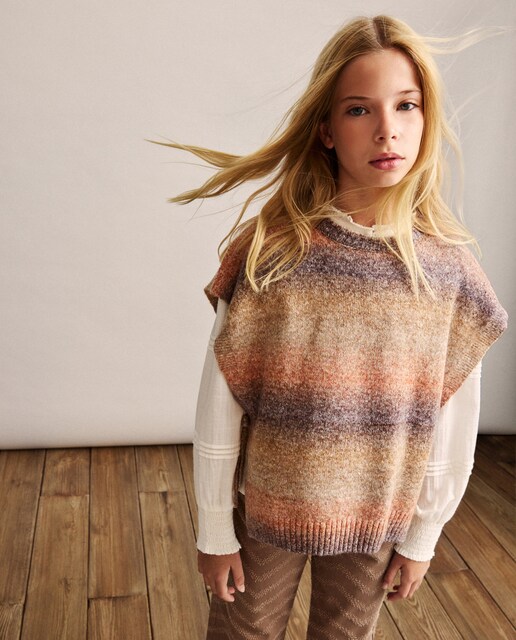 Imagen 0 de Chaleco de rayas degradé con lazos laterales de niña