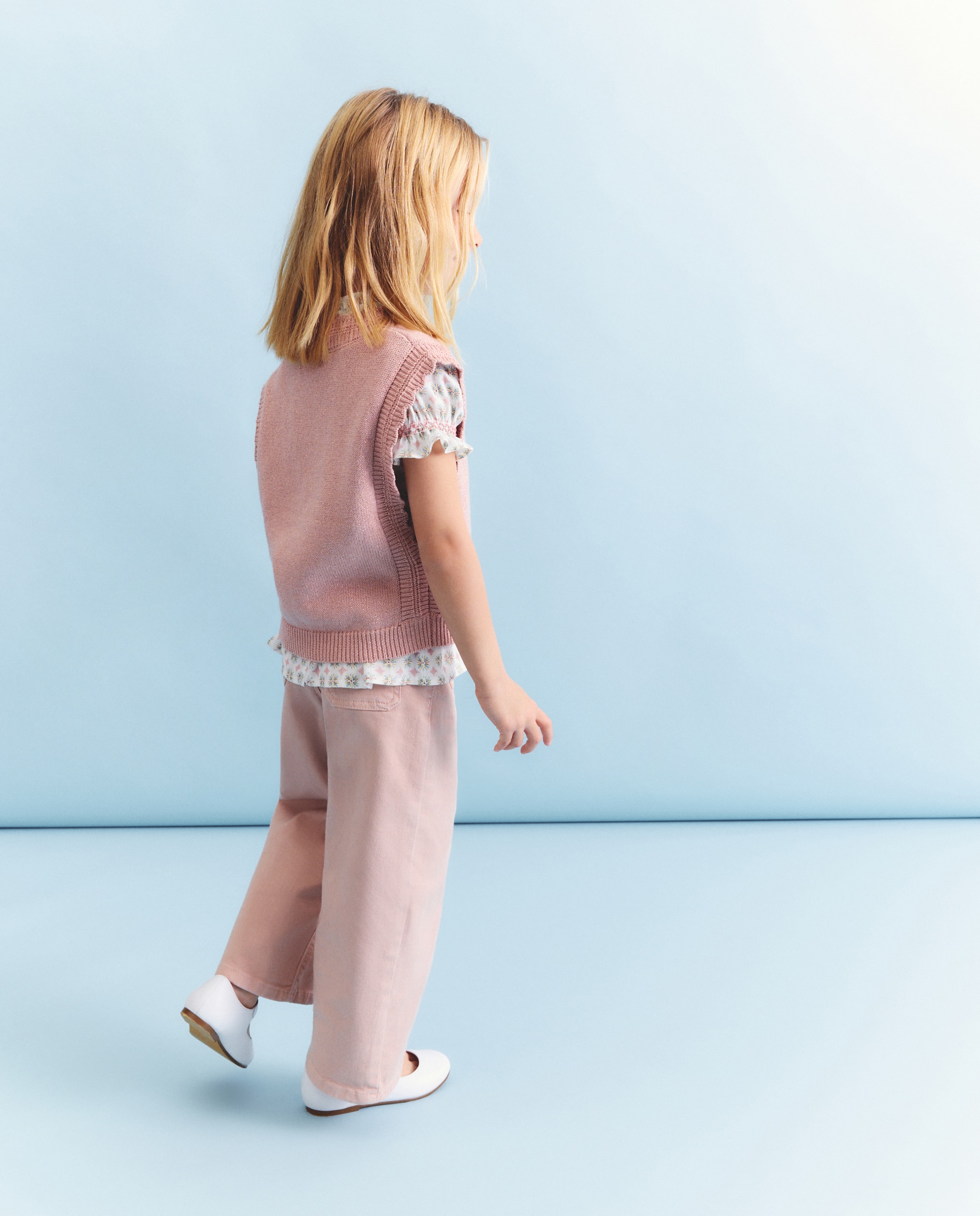 Chaleco cerrado con cuello y lateral con fextón lurex de niña - Coconut El Corte Inglés - 220 Rosa palo 220 Rosa palo-3