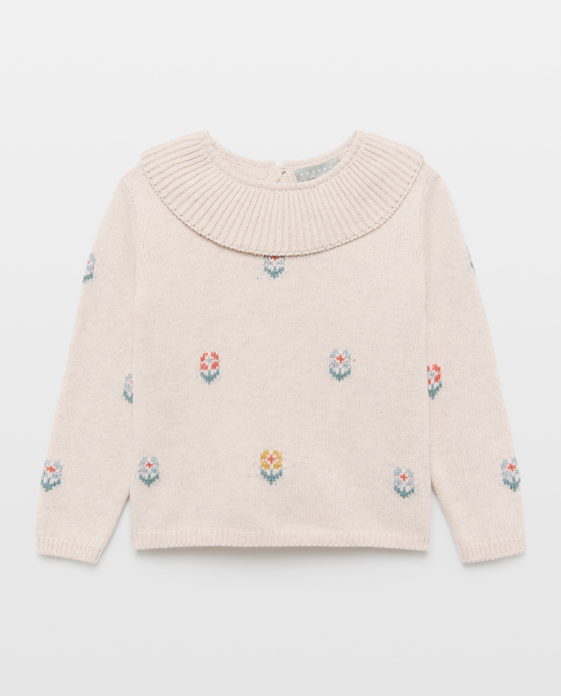 Camisola de Malha com All Over Print Floral e Gola Branco-4