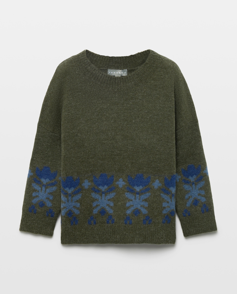 Imagem 0 de Camisola de Malha com Intársia de Estampado Floral