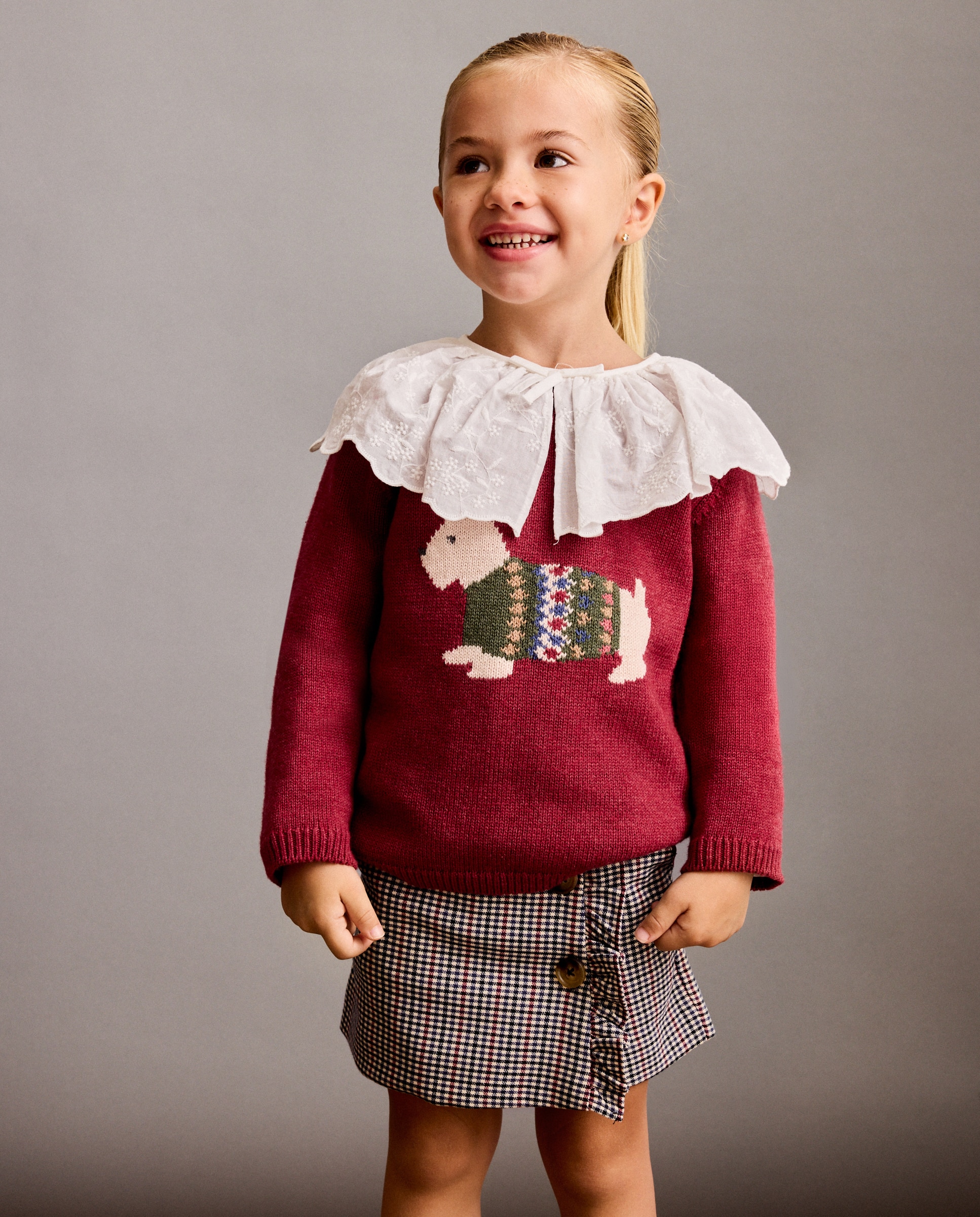 Camisola de Malha com Intársia Snawzer Bordeaux-2