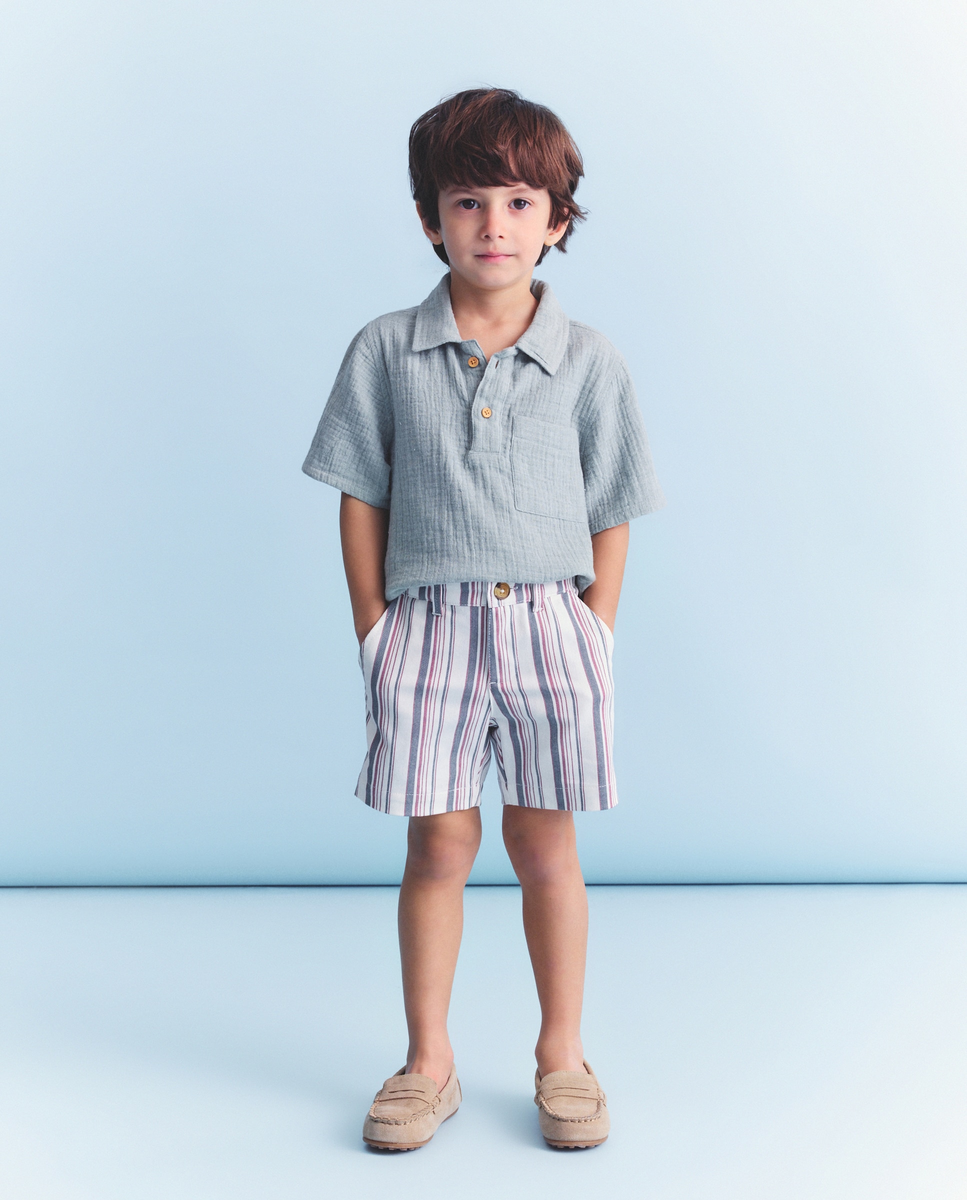 Bermudas Chino de Sarja com Risca de Fantasia Coconut El Corte Inglés Verde-1