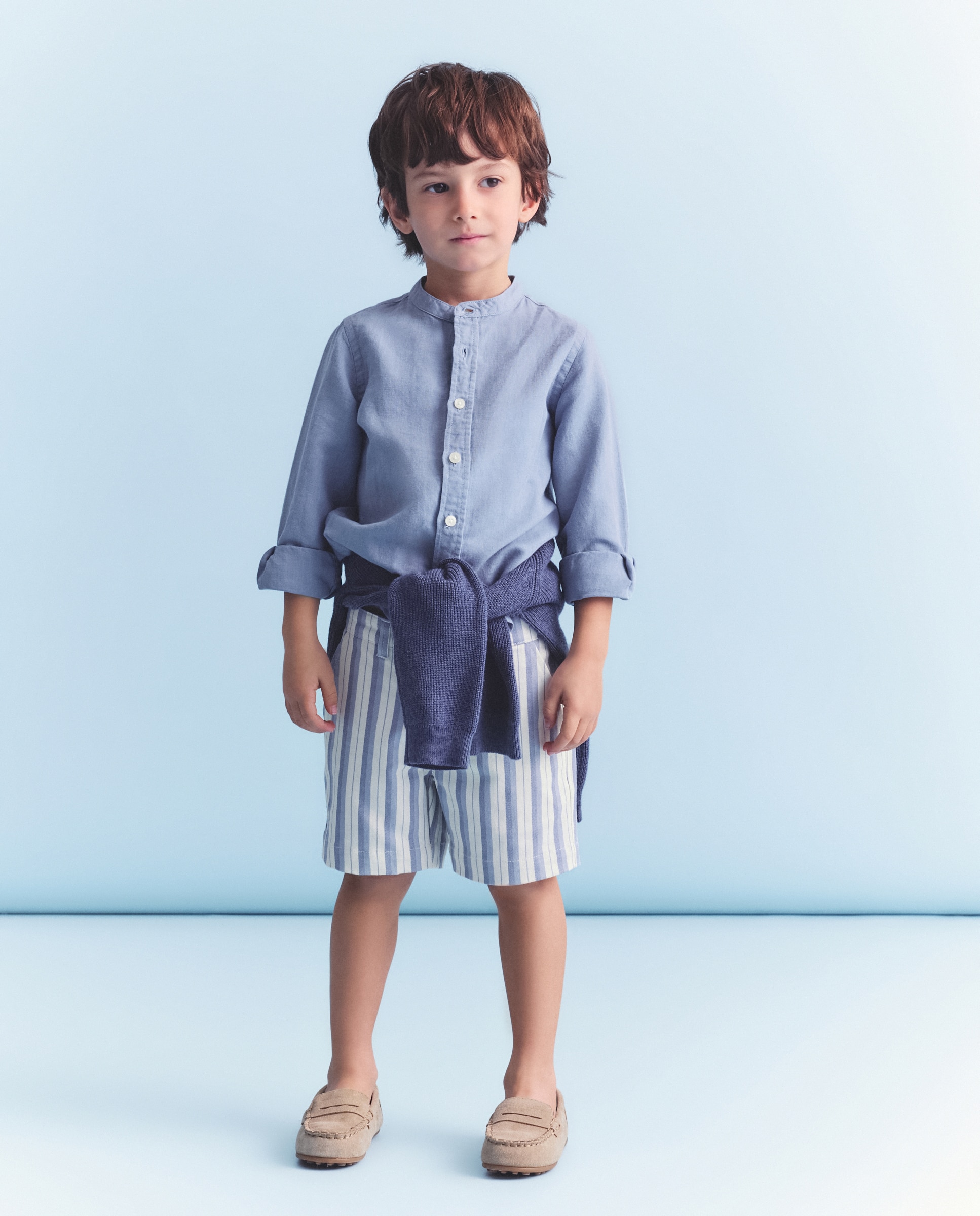Bermudas Chino de Sarja com Risca de Fantasia Coconut El Corte Inglés Azul-1