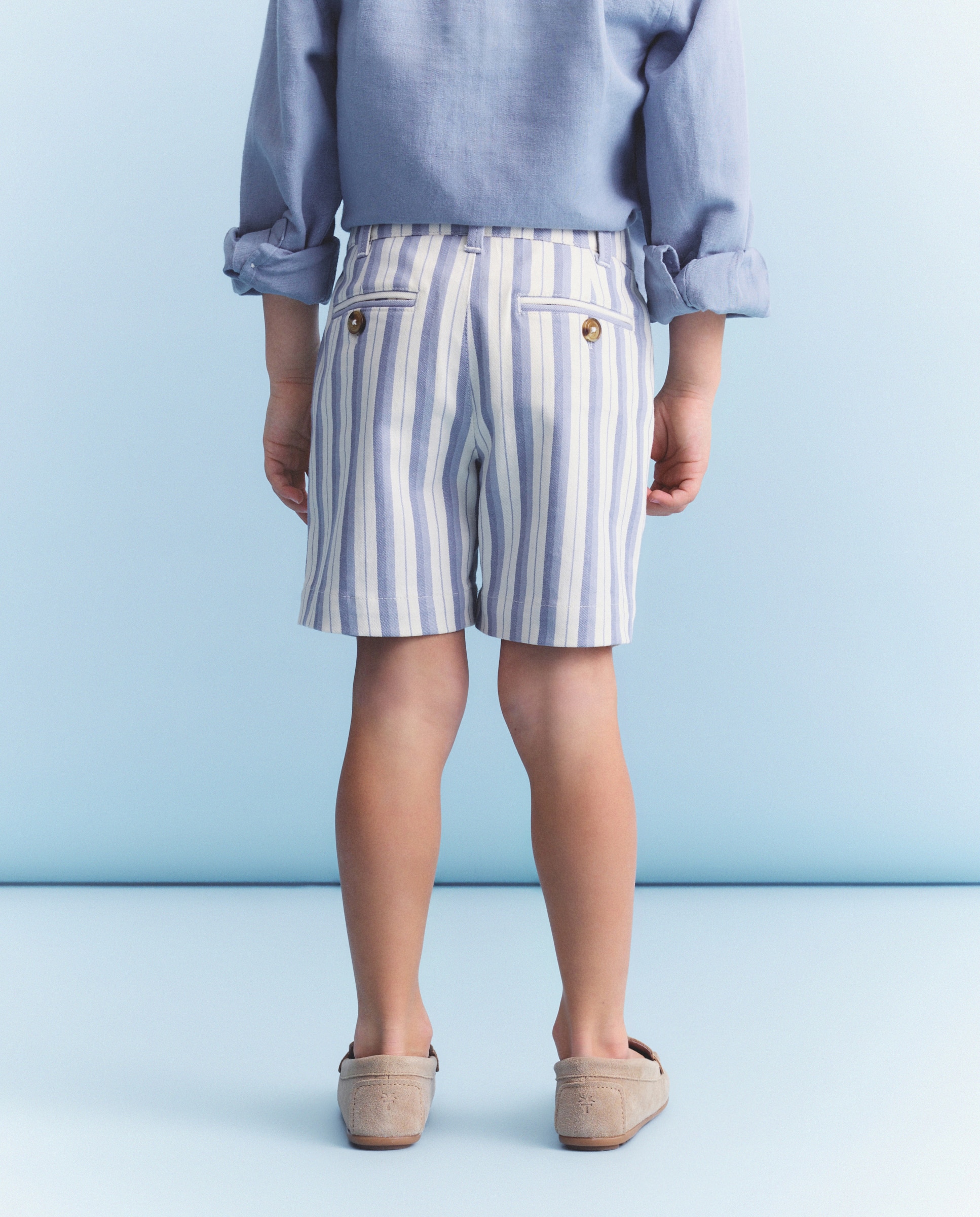 Bermudas Chino de Sarja com Risca de Fantasia Coconut El Corte Inglés Azul-3