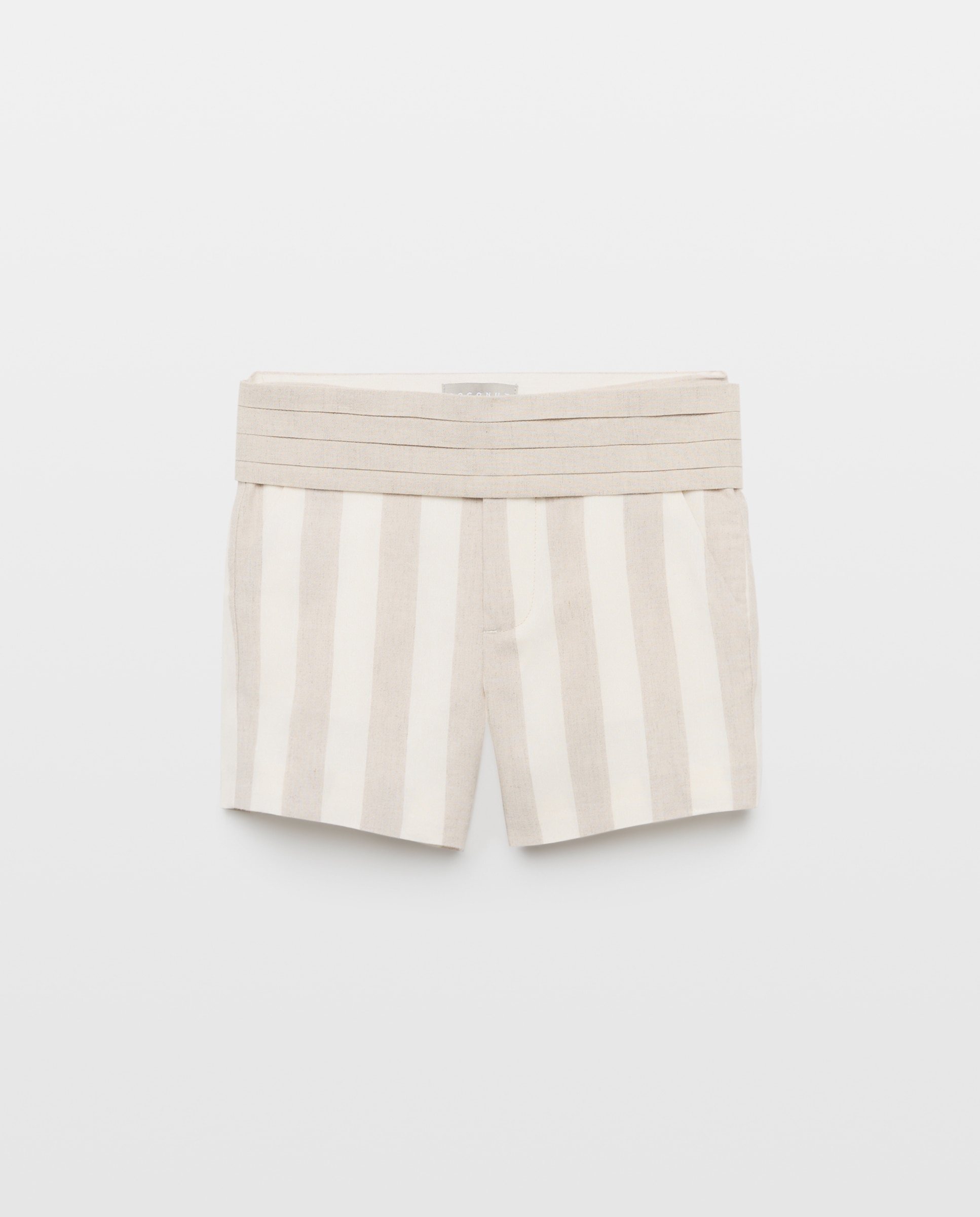 Bermudas de Linho com Faixa e Riscas Torrado / Cru-4