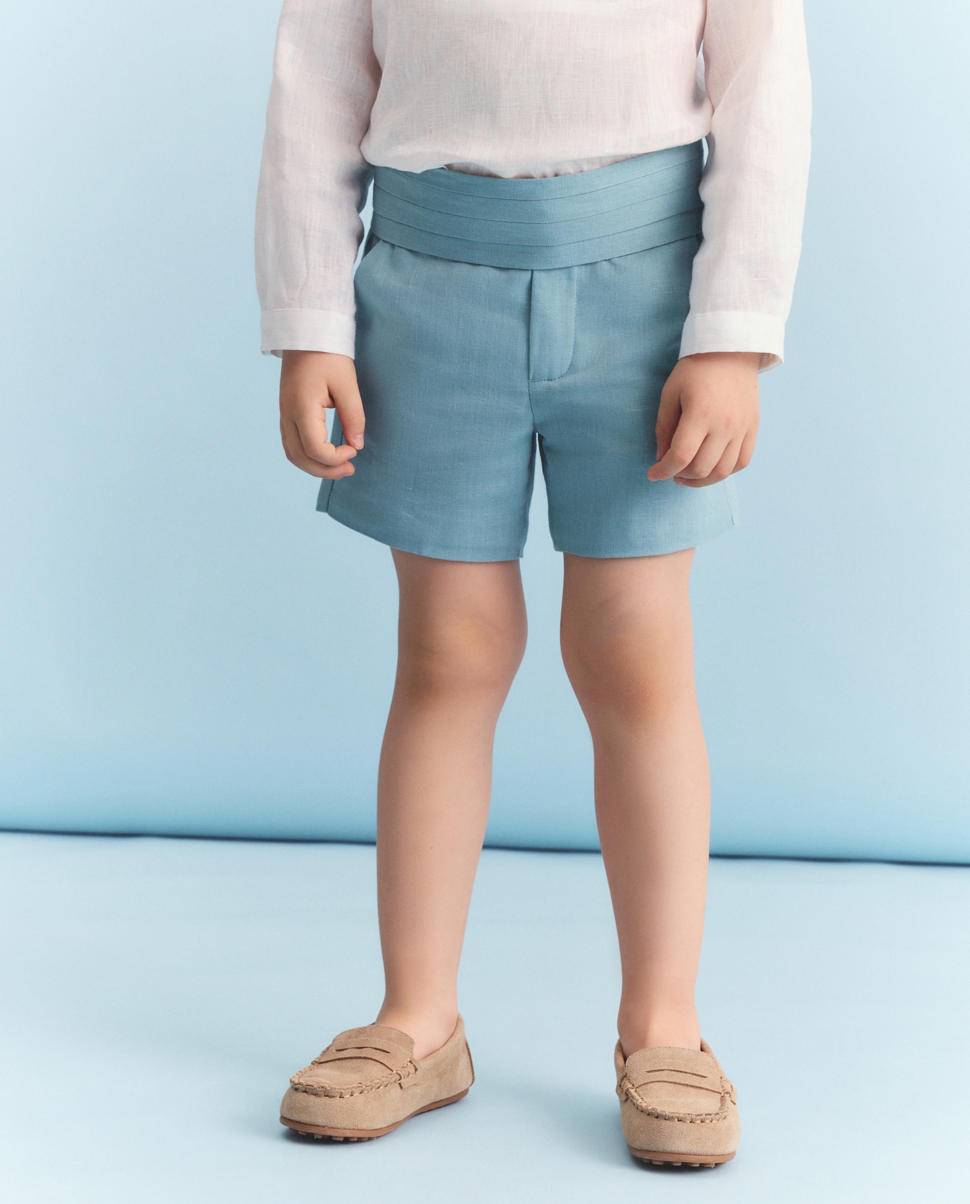 Bermuda de lino con fajín de niño - Coconut El Corte Inglés - Verde Verde-2