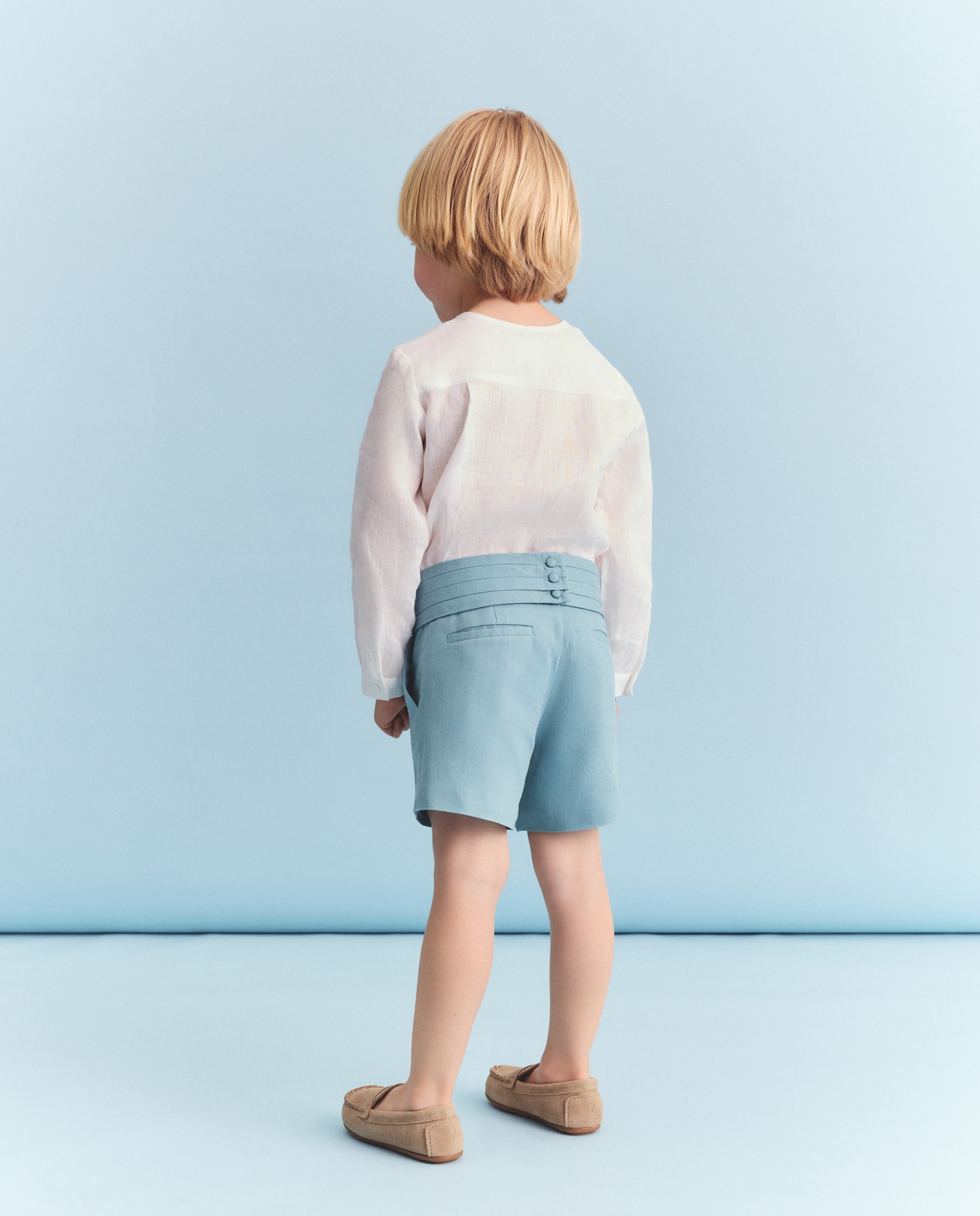 Bermuda de lino con fajín de niño - Coconut El Corte Inglés - Verde Verde-3