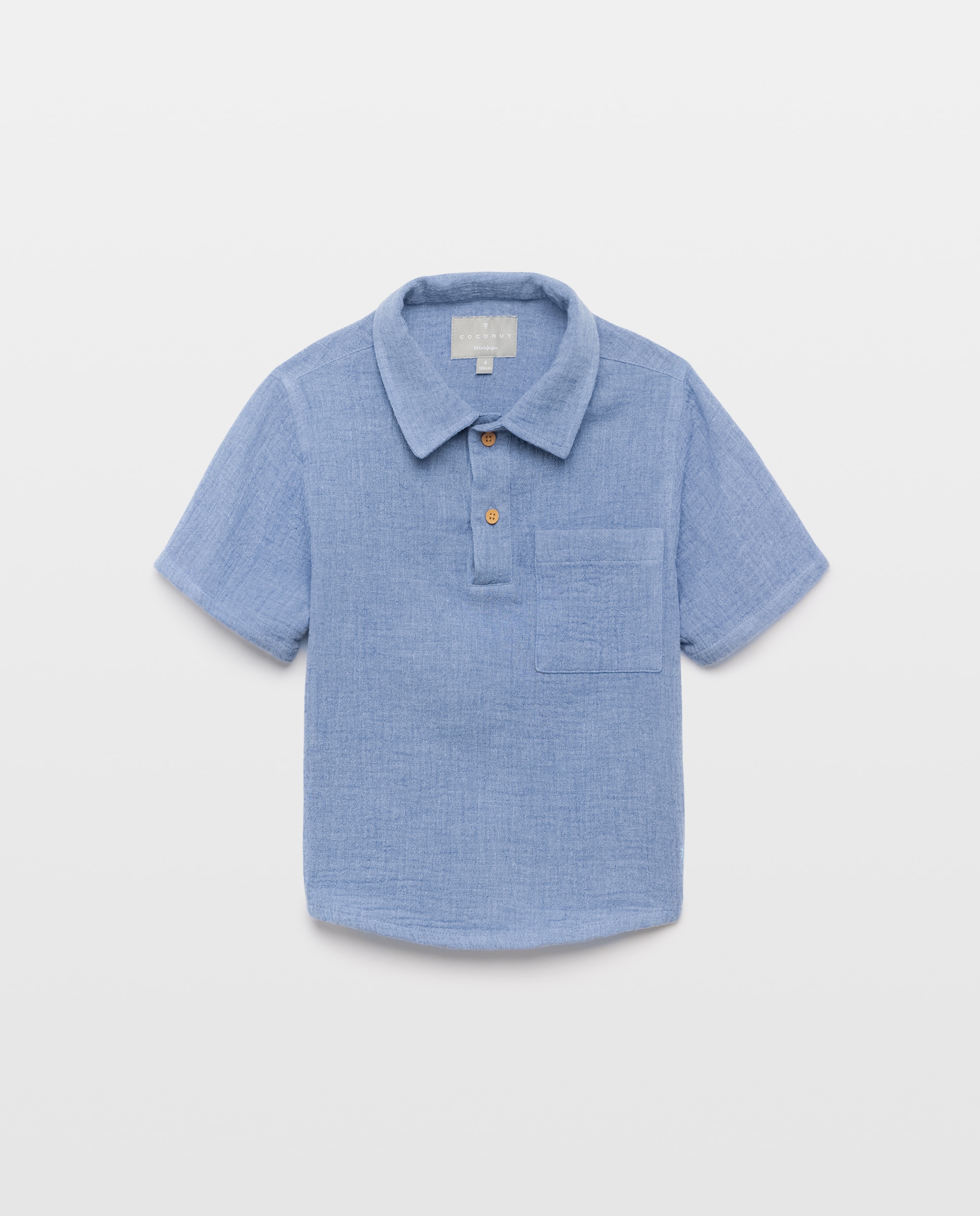 Camisa de Manga Curta com Colarinho de Polo com Carcela e Bolso de Chiffon Melange Coconut El Corte Inglés 471 Índigo-4