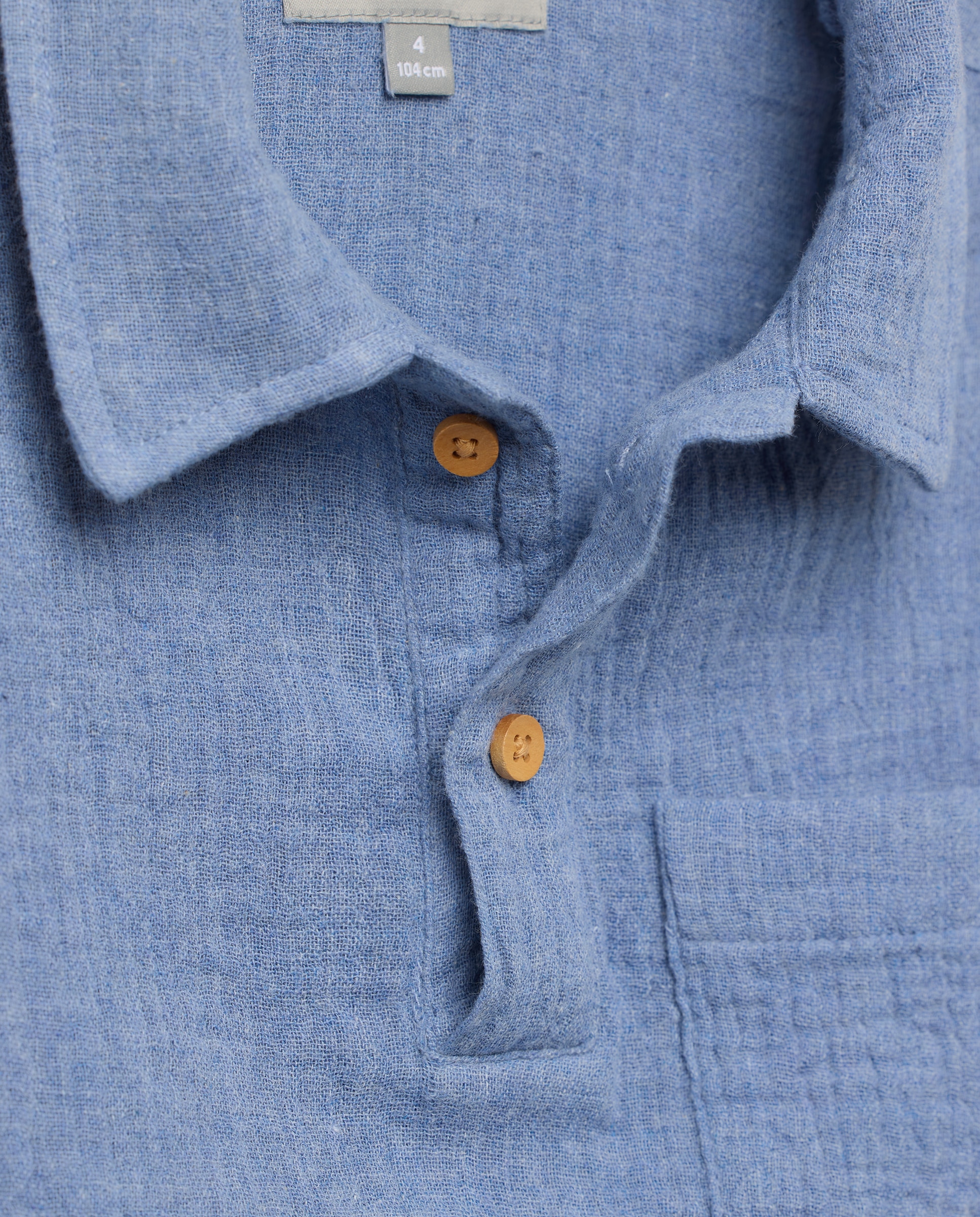 Camisa de Manga Curta com Colarinho de Polo com Carcela e Bolso de Chiffon Melange Coconut El Corte Inglés 471 Índigo-5