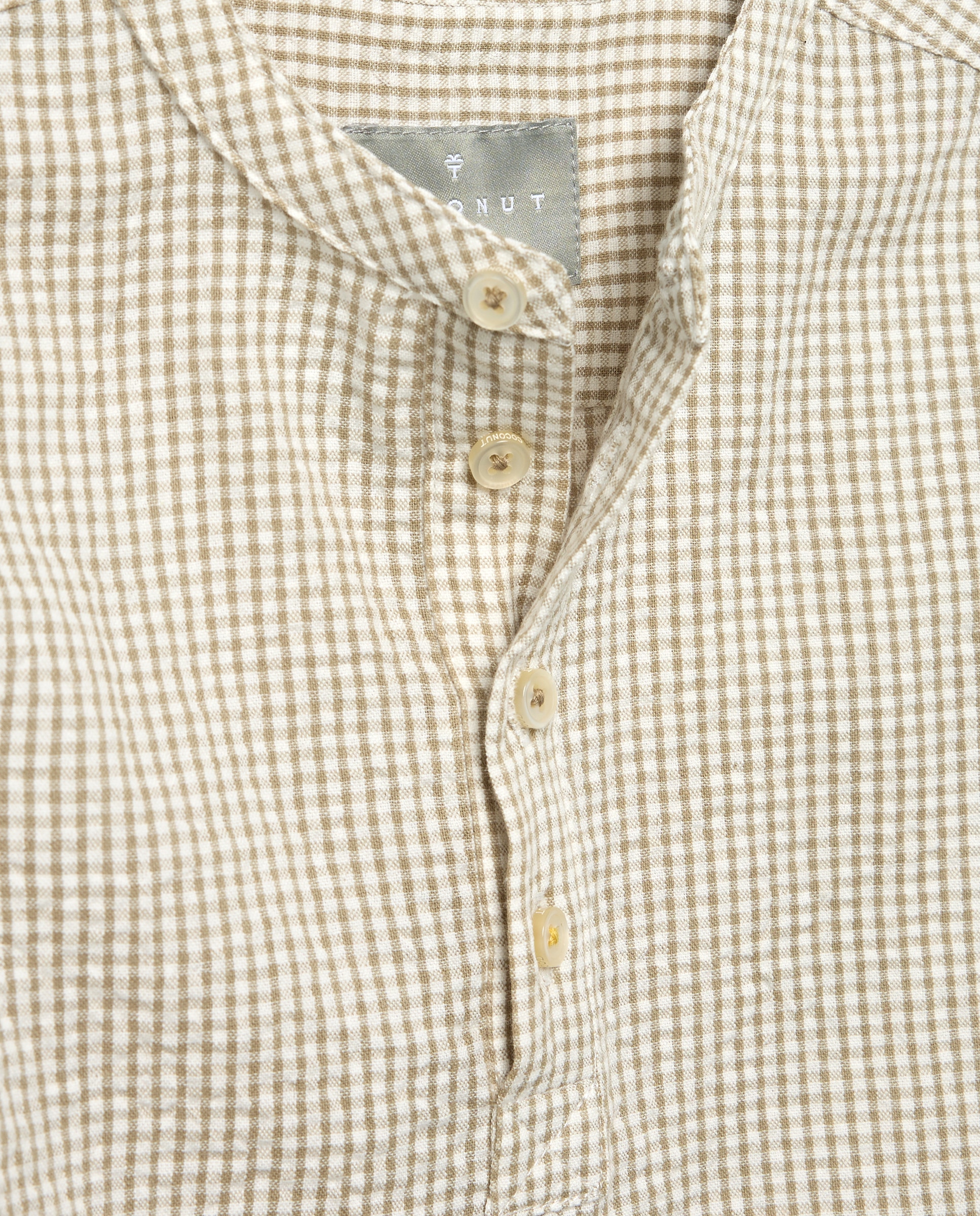 Camisa em Tecido Seersucker Vichy com Manga Curta Coconut El Corte Inglés Caqui-6