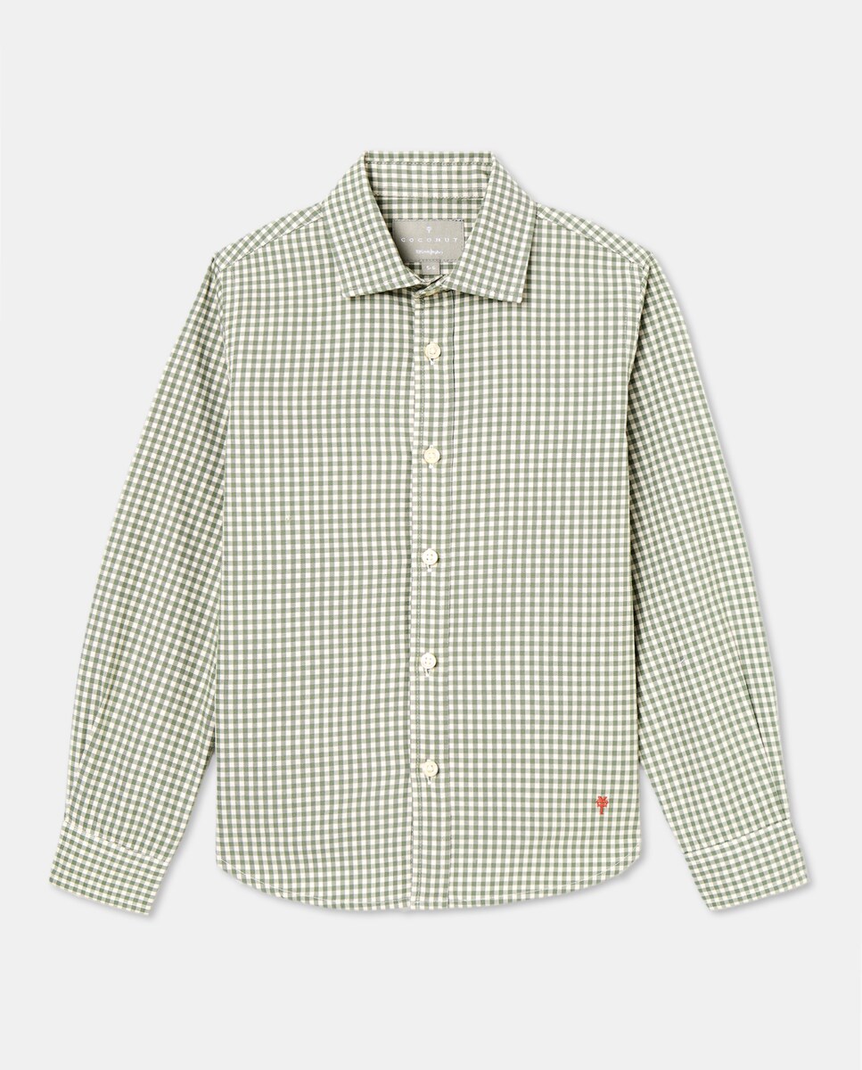 Camisa de Manga Comprida com Vichy Mini (4x4) Verde-3
