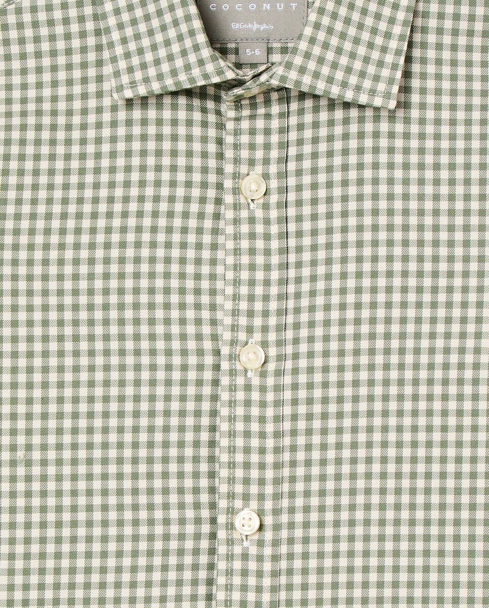 Camisa de Manga Comprida com Vichy Mini (4x4) Verde-4
