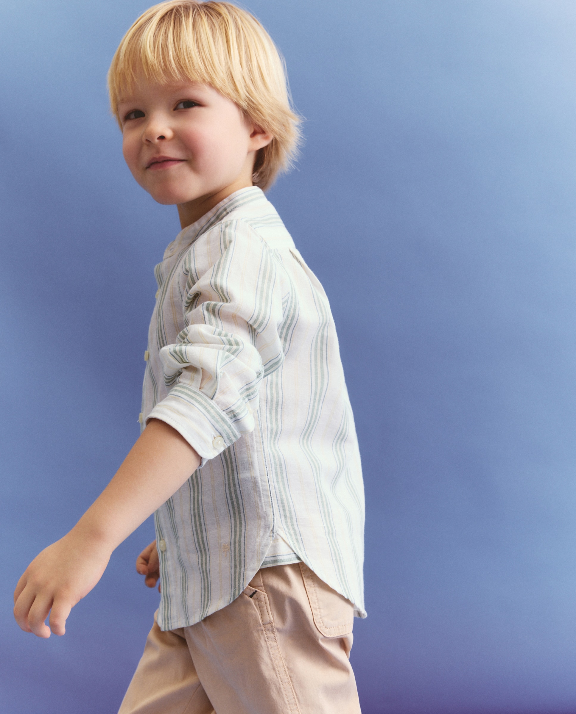 Camisa de Manga Comprida e Gola à Padre com Risca de Fantasia Coconut El Corte Inglés Verde-1